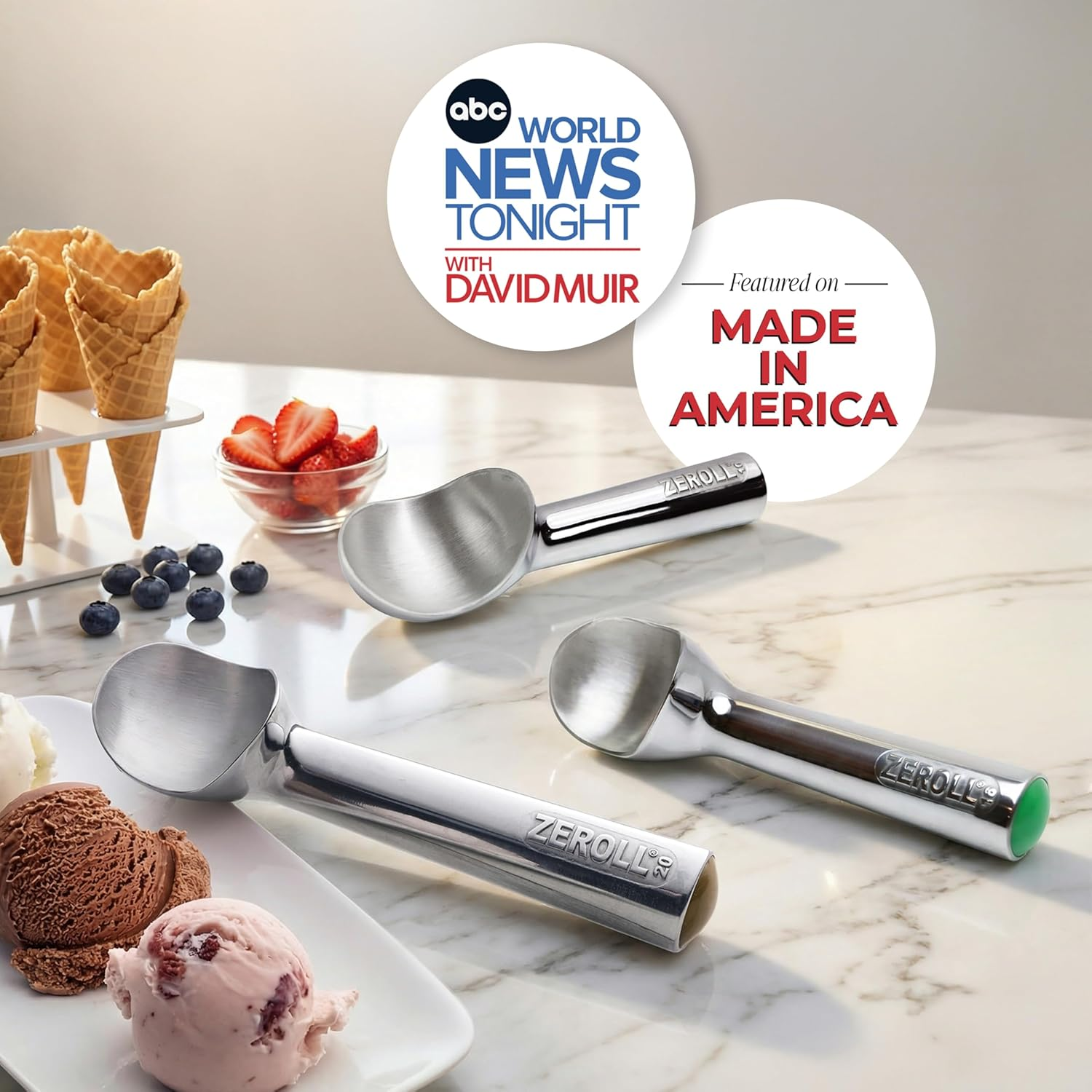 Zeroll Original Ice Cream Scoop with Unique Liquid Filled Heat Conductive Handle Simple One Piece Aluminum Design Easy Release Made in USA, Ounce, Silver image number 3