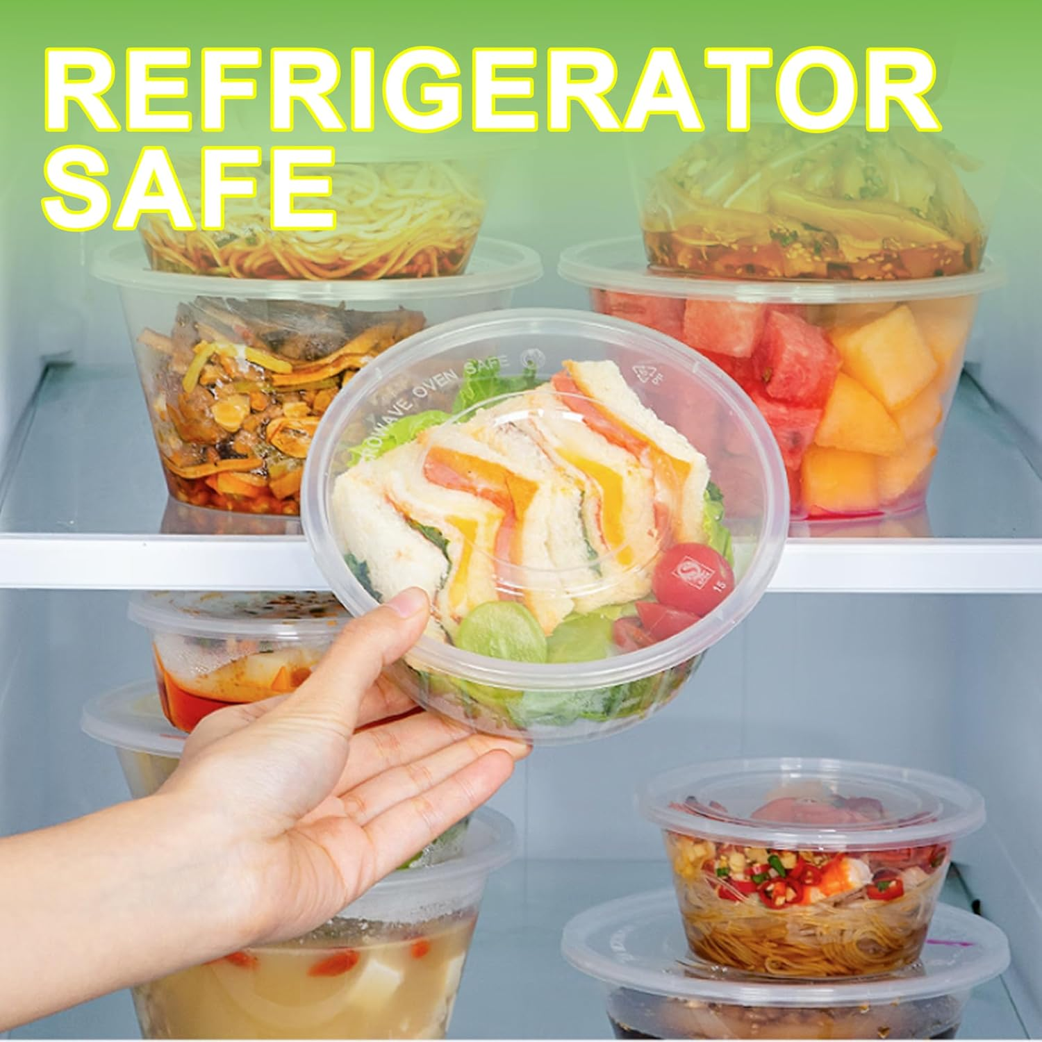 200Pk Deli Containers with Lids 300Ml -Round Disposable Soup Container - Reusable Stackable Bpa-Free - Plastic Takeaway Containers round with Airtight Leakproof Lids, Microwave Freezer Dishwasher Safe image number 3