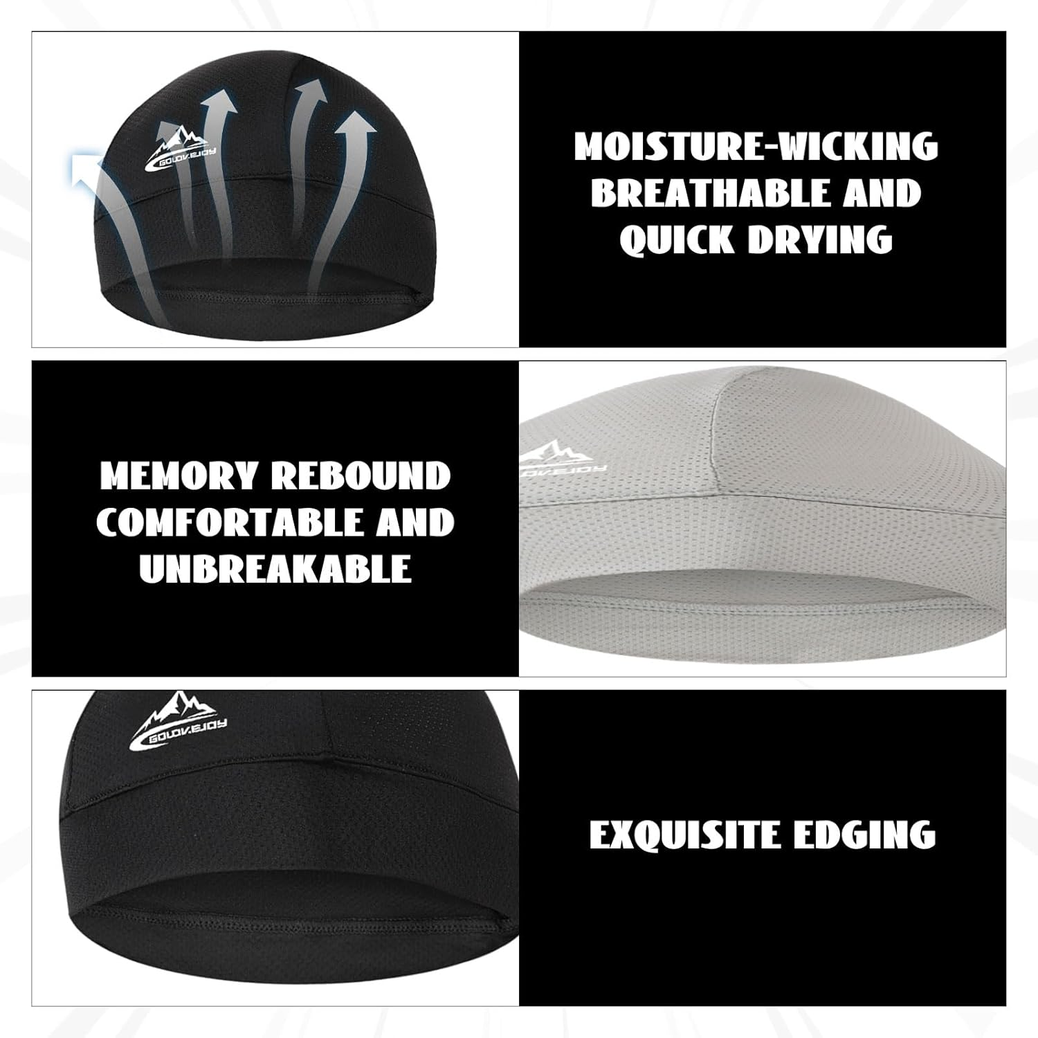 SIYINS Skull Cap Men, 2Pcs Running Cap, Beanie Men, Sweat Wicking Cycling Running Hat, Cooling Skull Cap Moisture Wicking Breathable Head Beanie, Mesh Dry-Fit Helmet Liner for Men Women image number 2