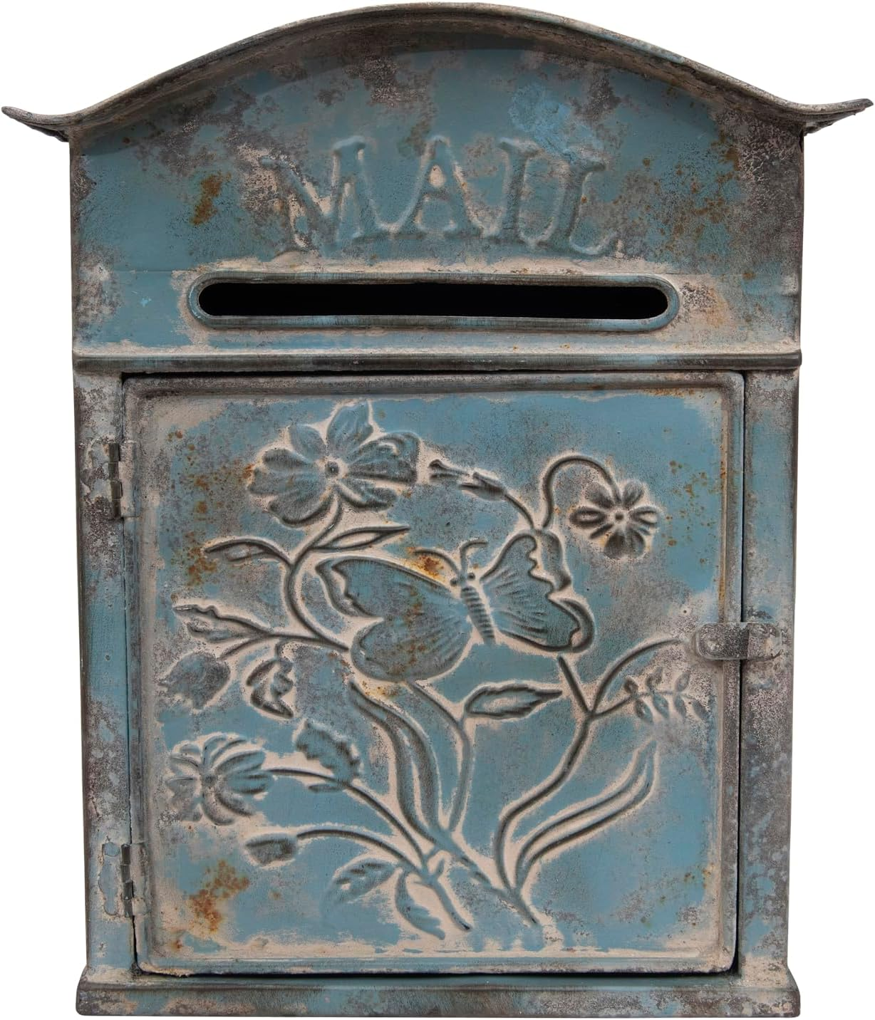 Creative Co-Op Distressed Blue Embossed Tin Mail Box image number 1