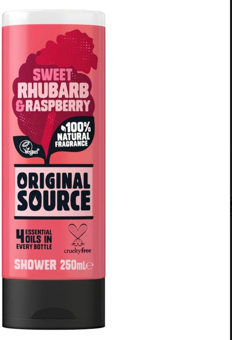 ORIGINAL SOURCE SHOWER GEL SET 4X250ML NEW FRAGRANCE FRESH SEA SALT & SAMPHIRE, ZINGY LIME, SWEET RHUBARB & RASPBERRY, LAID-BACK LAVENDER & TEA TREE BODY WASH TREE, COMBO PACK image number 2
