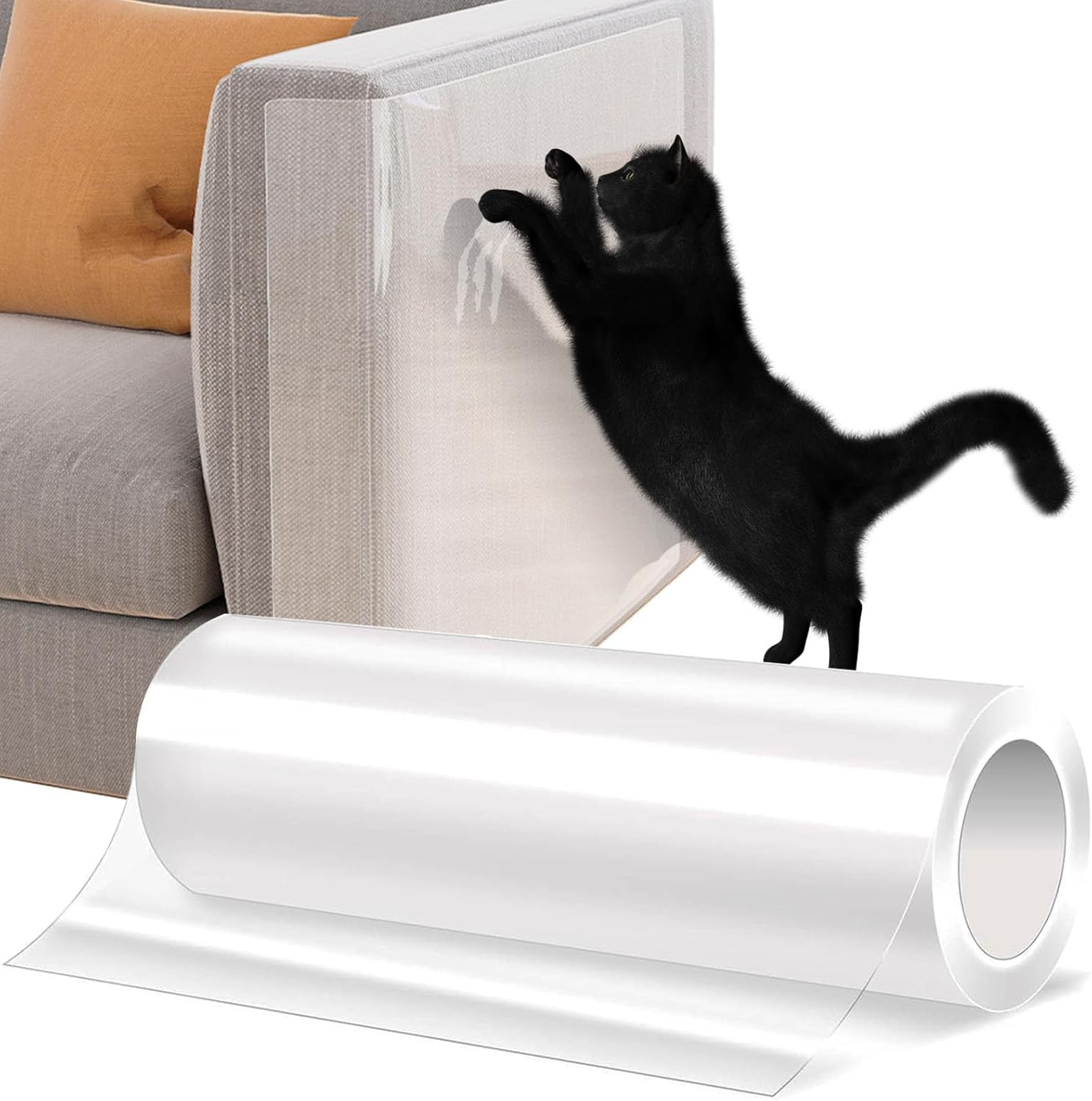 Cat Scratch Protection, 20 X 500 Cm Anti-Scratch Film, Sofa Transparent Scratch Protection Pad, Furniture Protector, Cat Furniture Protection, Scratch Pads for Furniture, Couch, Door, Wall, Scratch Repellent from Cats and Dogs
