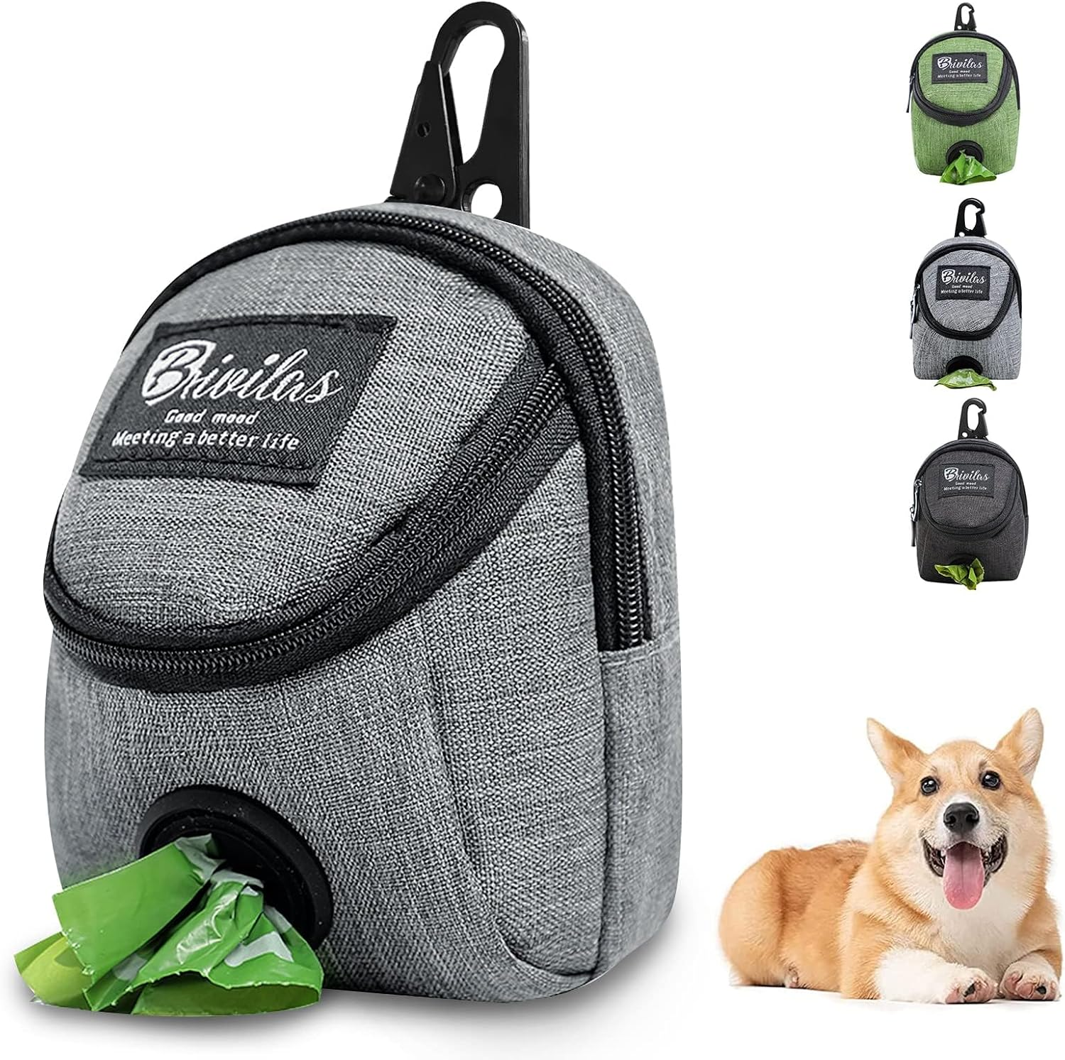 Dog Treat Pouch, Dispenser Pet Treat Waste Bags Pet Training Bag with Poop Bag Holder for Puppy and Dog Training Travel Walking Running Hiking and Outdoor Activities