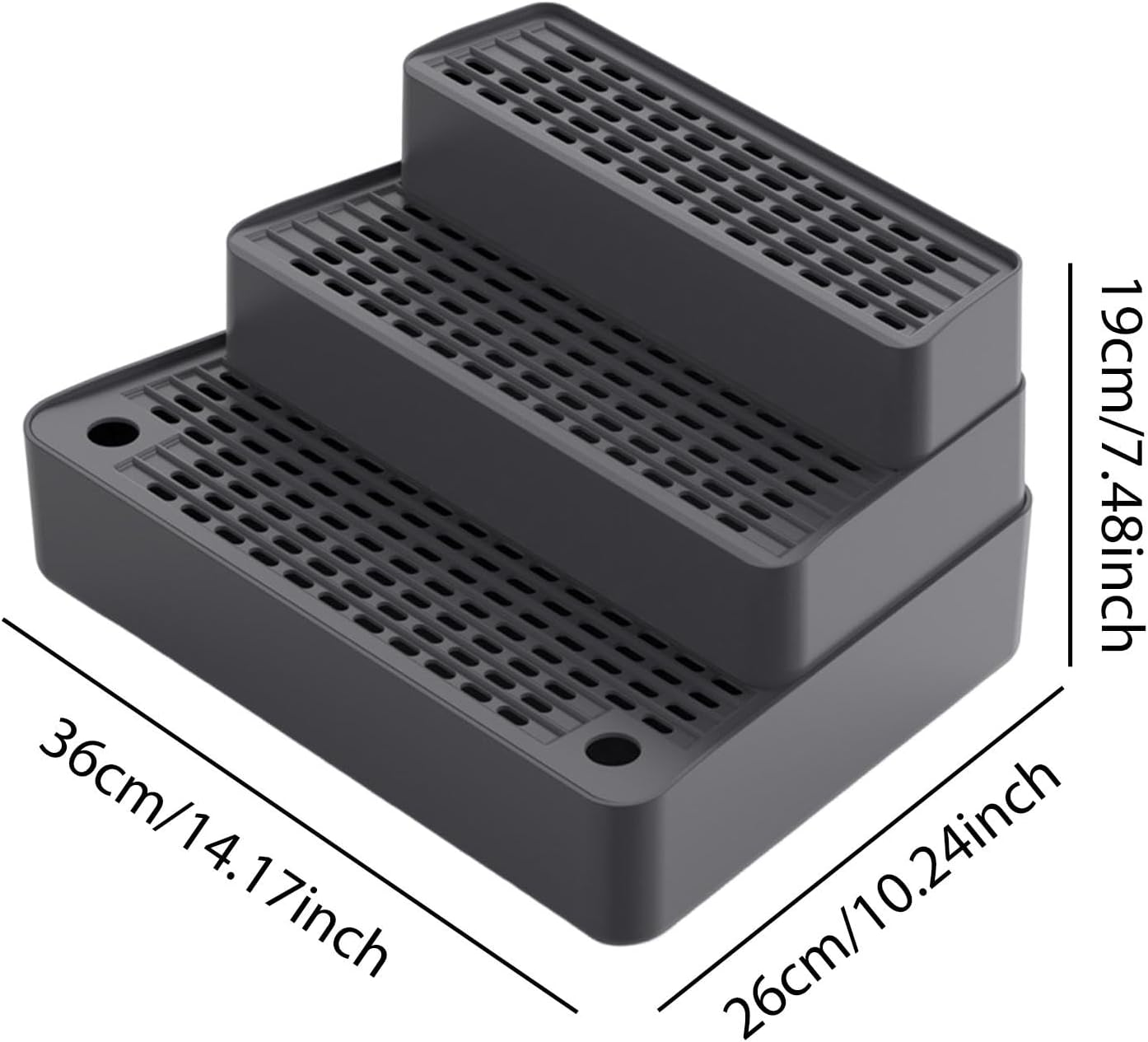 Generic Automatic Cat Litter Ramp, 3-Step Mat, Easy-To-, Washable, Removable Cat Litter Step Footboard, Dark Gray - Black image number 2