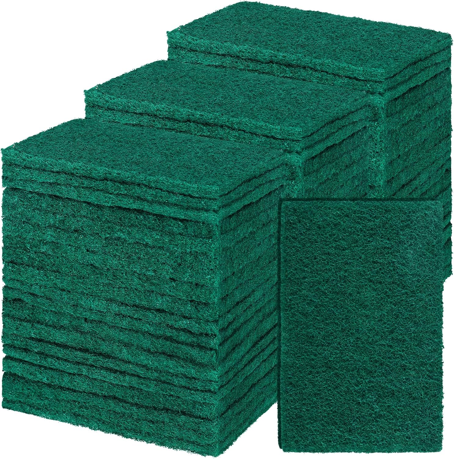 Hoolerry 100 Pcs Heavy Duty Scouring Pads Non Scratch Household Scrub Pads for Cleaning Reusable Pan Scrubber anti Grease Scrubbing Pads for Dish Kitchen Metal Grills, 4.3 X 3 X 0.3 Inch (Green)