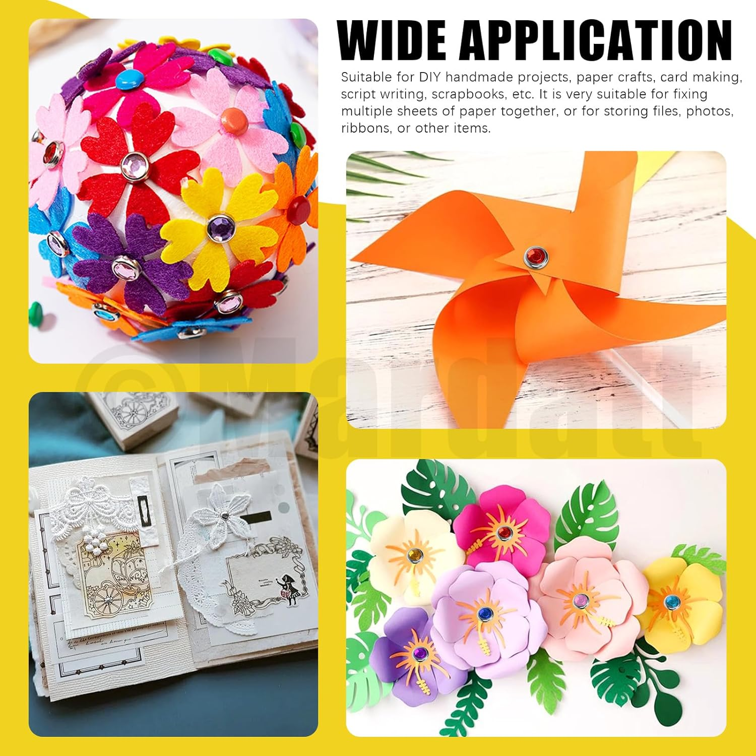 Mardatt 240 Sets 9 Styles Multicolor Mini Brads, Brads Paper Fasteners Split Pins Pastel Brads Metal Brads with Washers, Hole Punch Pliers for Scrapbooking DIY Crafts image number 6