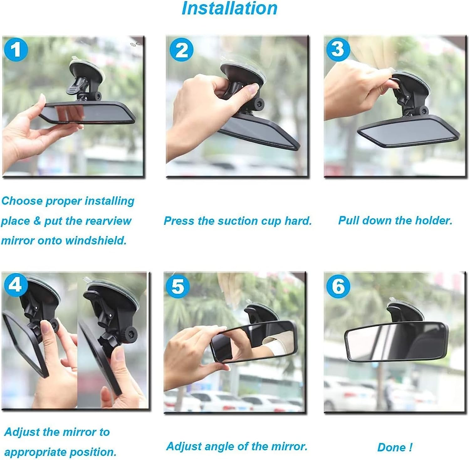 Rear View Mirror Learner Driving Instructor Examiner Mirror Car Interior Mirror Wide Angle 360&deg; Rotating Adjustable with Suction Cup for Car SUV Trucks (240 X 65Mm) image number 3