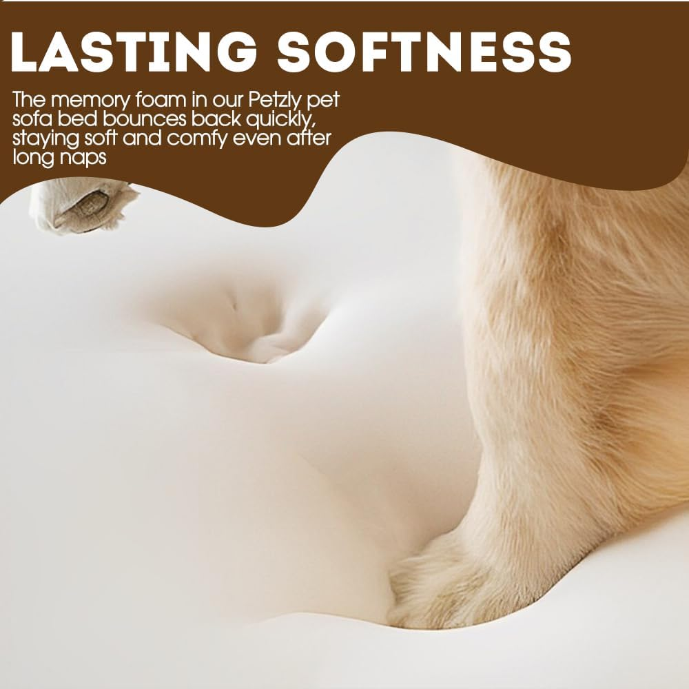 Petzly Orthopedic Memory Foam Dog Bed for Medium Dogs, Removable and Washable Cover, Non-Slip Bottom with Egg-Crate Foam, Medium Pet Couch Bed, White image number 5