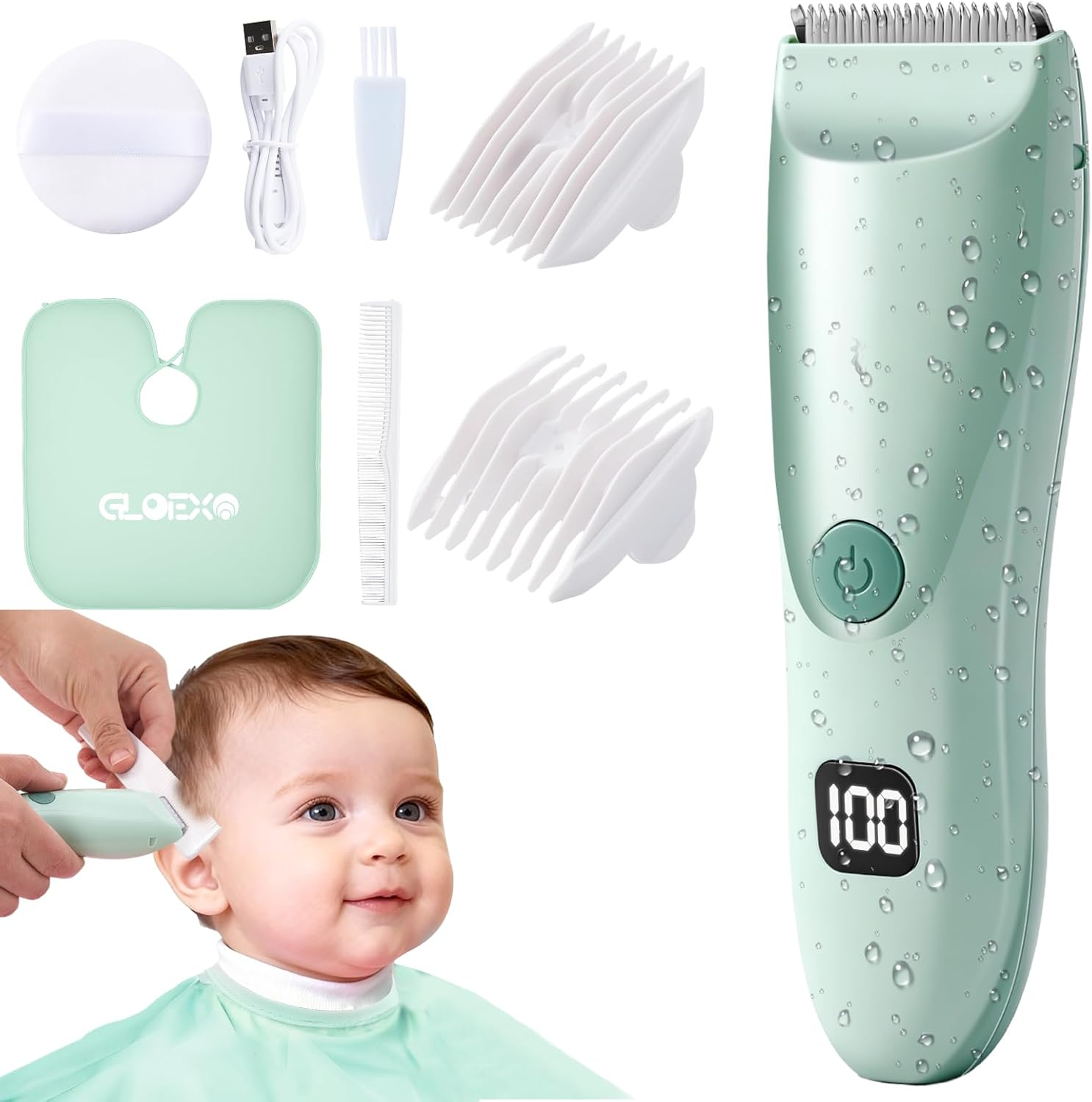 Baby Hair Clippers, Ultra-Quiet Hair Cutting Trimmer for 0-12, Waterproof Rechargeable&Cordless Hair Trimmer Kit for Infant Toddler&Kids image number 6