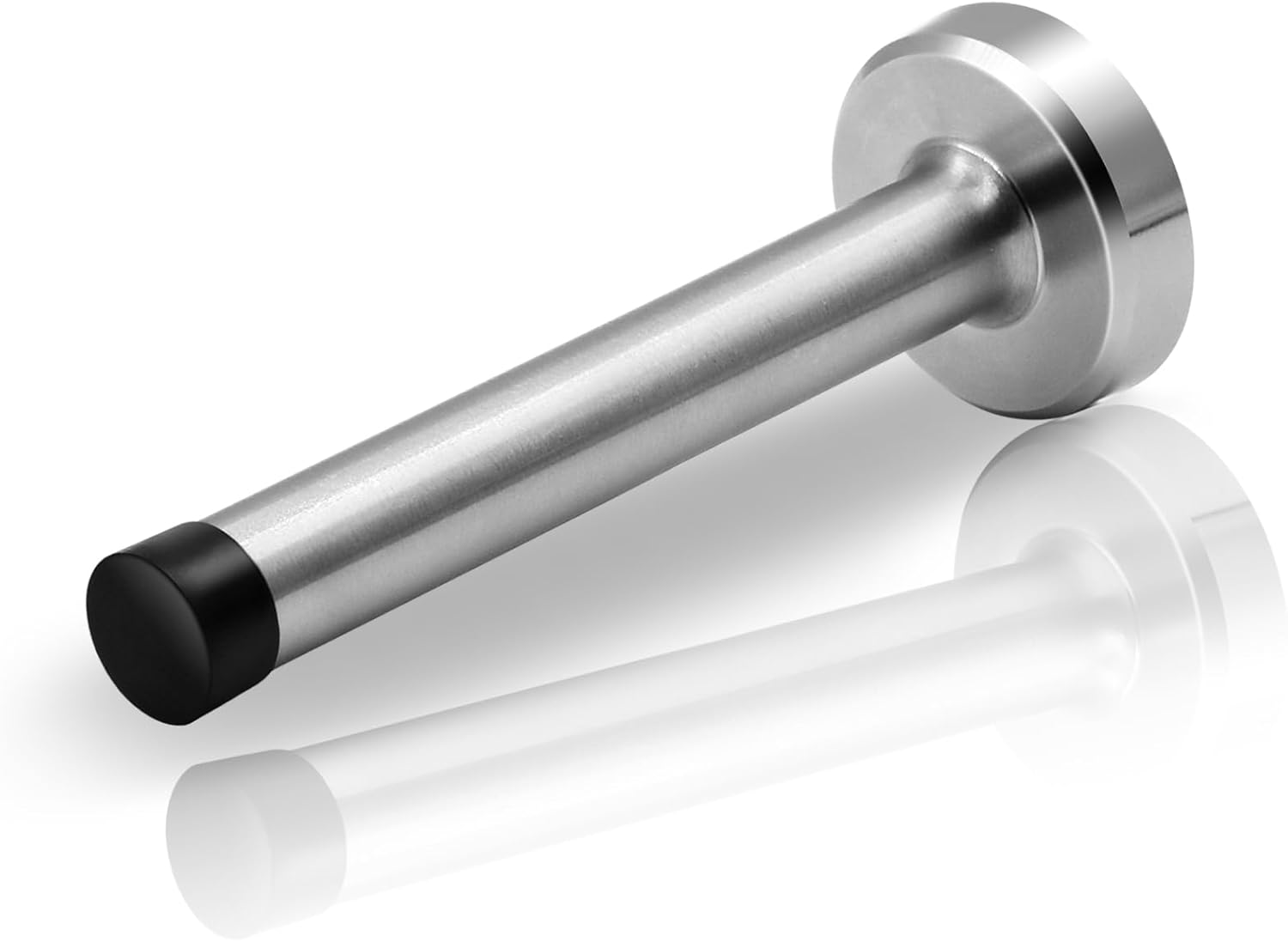 Door Stops, 150Mm/6Inch Long Door Stopper Black Door Stops Wall Mounted Tall Modern Door Stop Heavy Duty Stainless Steel Doorstop with Sound Dampening Rubber Tip Door Stoppers for Skirtings, 1Pack