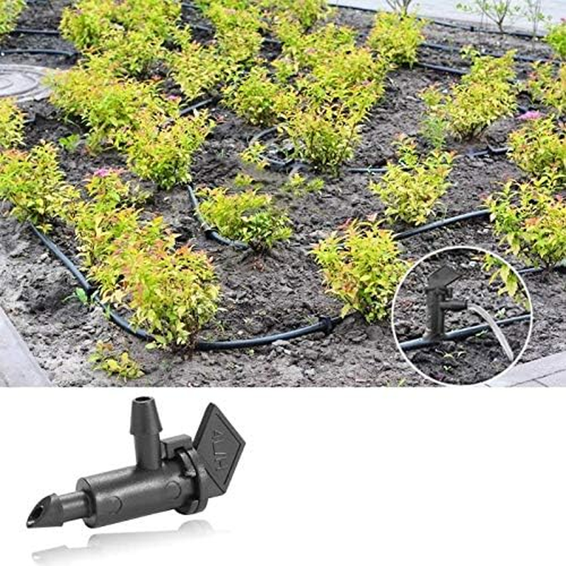 Lxcom 100 Pack 1 GPH Flag Drip Emitter Drip Emitters 4L/H Emitter Sprinkler Drippers System Parts Connect 4Mm/7Mm Hose for Lawn Vegetables Garden (Black) image number 3