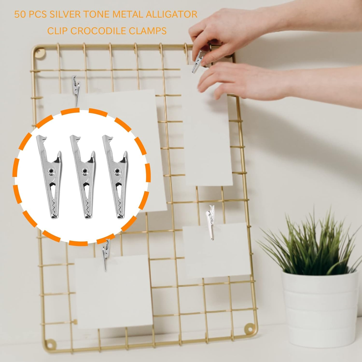 Spacesea 50 Pcs Metal Alligator Clip, Clip, Silver Tone Alligator Clips, Clamps, Versatile Professional Grade Electrical Testing Clips