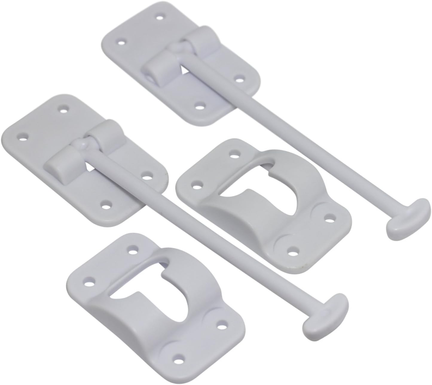 2 Pack: RV T-Style Door Holder Catch 3-1/2 for Latch Holder Camper Trailer Cargo Hatch White