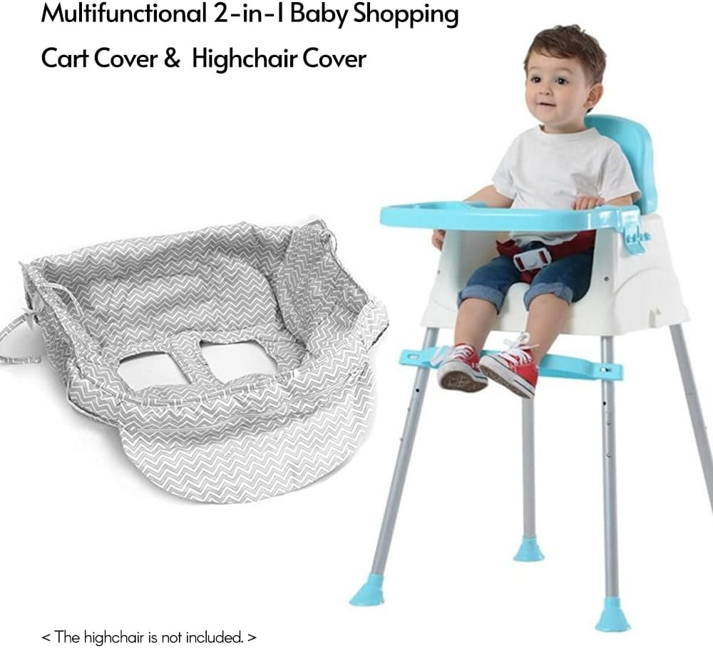 Multifunctional 2-In-1 Baby Shopping Cart Cover Children Highchair Cover with Thickened Soft Cushion Transparent Phone Holder for Boys Girls image number 2