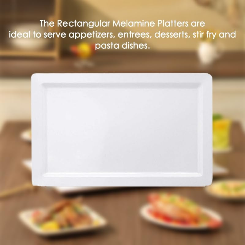Leona Co Serving Tray Plastic for Party Supplies, 43 X 34Cm Platters for Serving Food, Imitation Porcelain Reusable Dishes for Veggie, Snack, Fruit, Cookies, Desserts in Kitchen, Pool, Pantry image number 5
