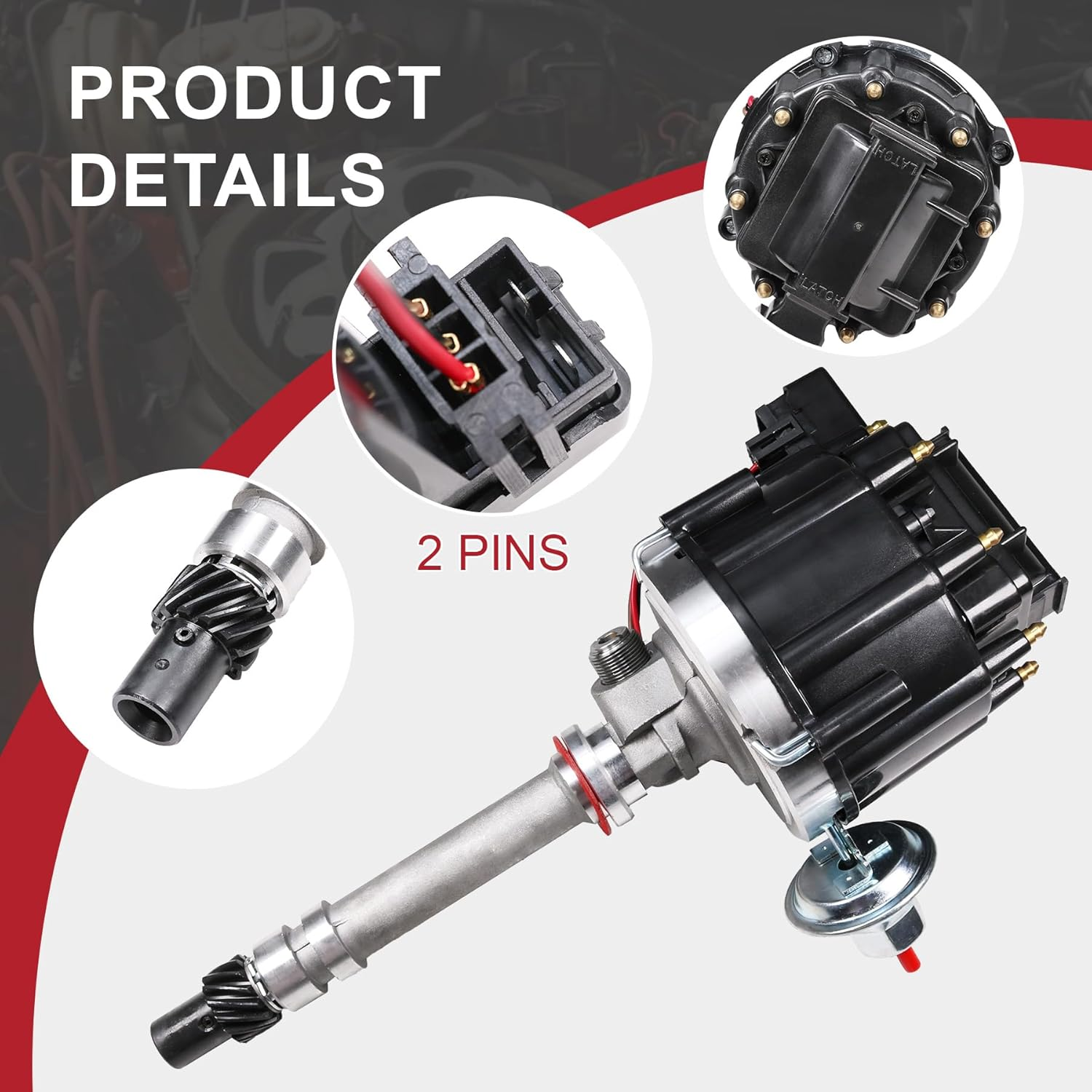 HEI Distributor 6515 65K Coil Replacement for Chevy Corvette Tach Drive 327 350 SBC 1962-1974 Ignition Distributor Black image number 2