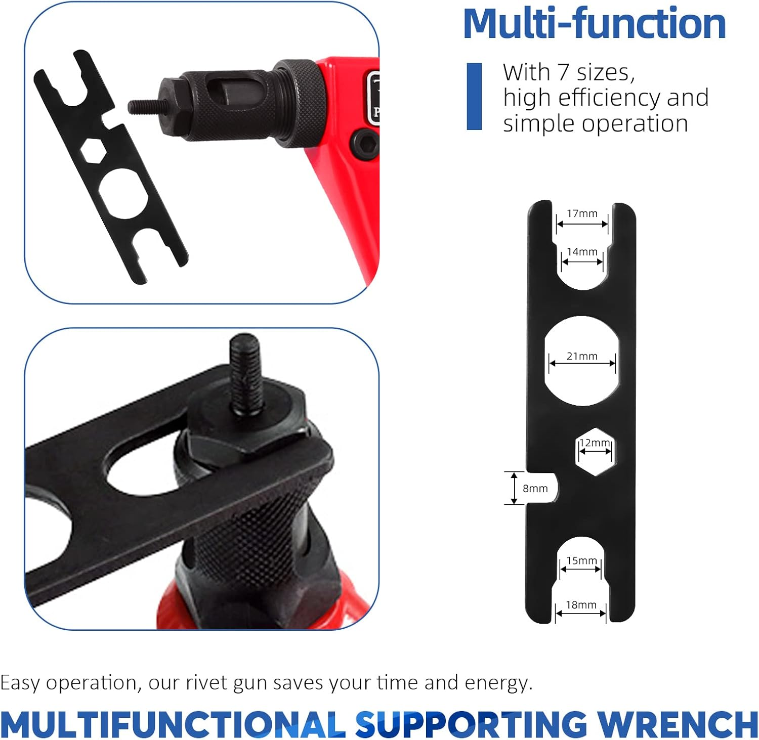 Glarks 120Pcs Rivet Nut Tool with Mandrel and Rivet Nut Kit, Threaded Insert Hand Riveter Nutsert Tool Rivet Gun with 8Pcs Metric & SAE Mandrel M3 M4 M5 M6 1/4-20 10-24 8-32 6-32 and 110Pcs Rivet Nut image number 4