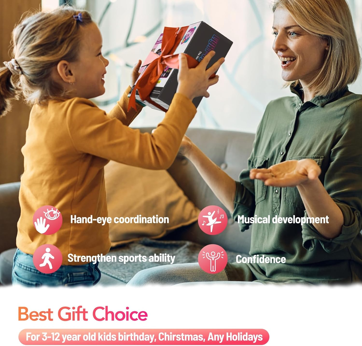 Dance Mat Toys for 4-12 Year Old Kids, 6 Button Light-Up Dancing Challenges Bluetooth Electronic Dance Pad with 6 Game Modes, Birthday/Xmas Gifts for 4-12 Year Old Girls