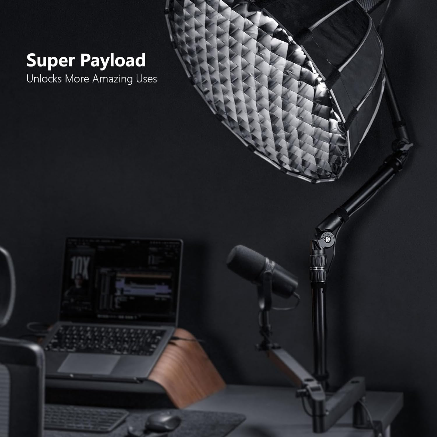 【All Metal】Raubay Desktop Magic Arm, Overhead Camera Desk Mount, Table Light Stand with 1/4&ldquo; Ball Head, 3/8" & 5/8" Adapter, C Clamp, Retractable Boom Arm for DSLR, Webcam, Microphone, Projector DMA01 image number 6