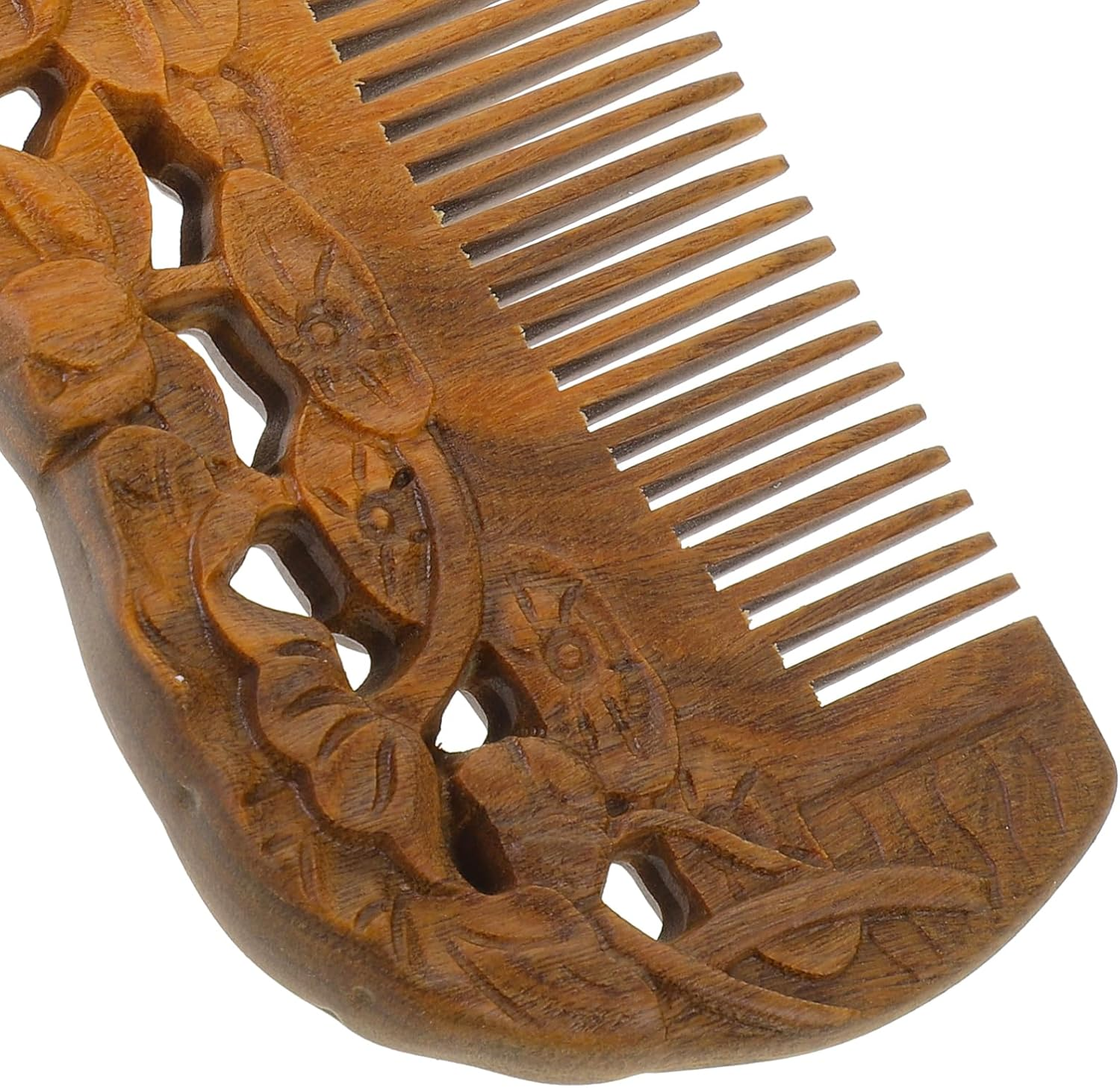 WRITWAA Natural Sandalwood Detangler Brush Wide Tooth Fashionable Home Hair Care image number 3