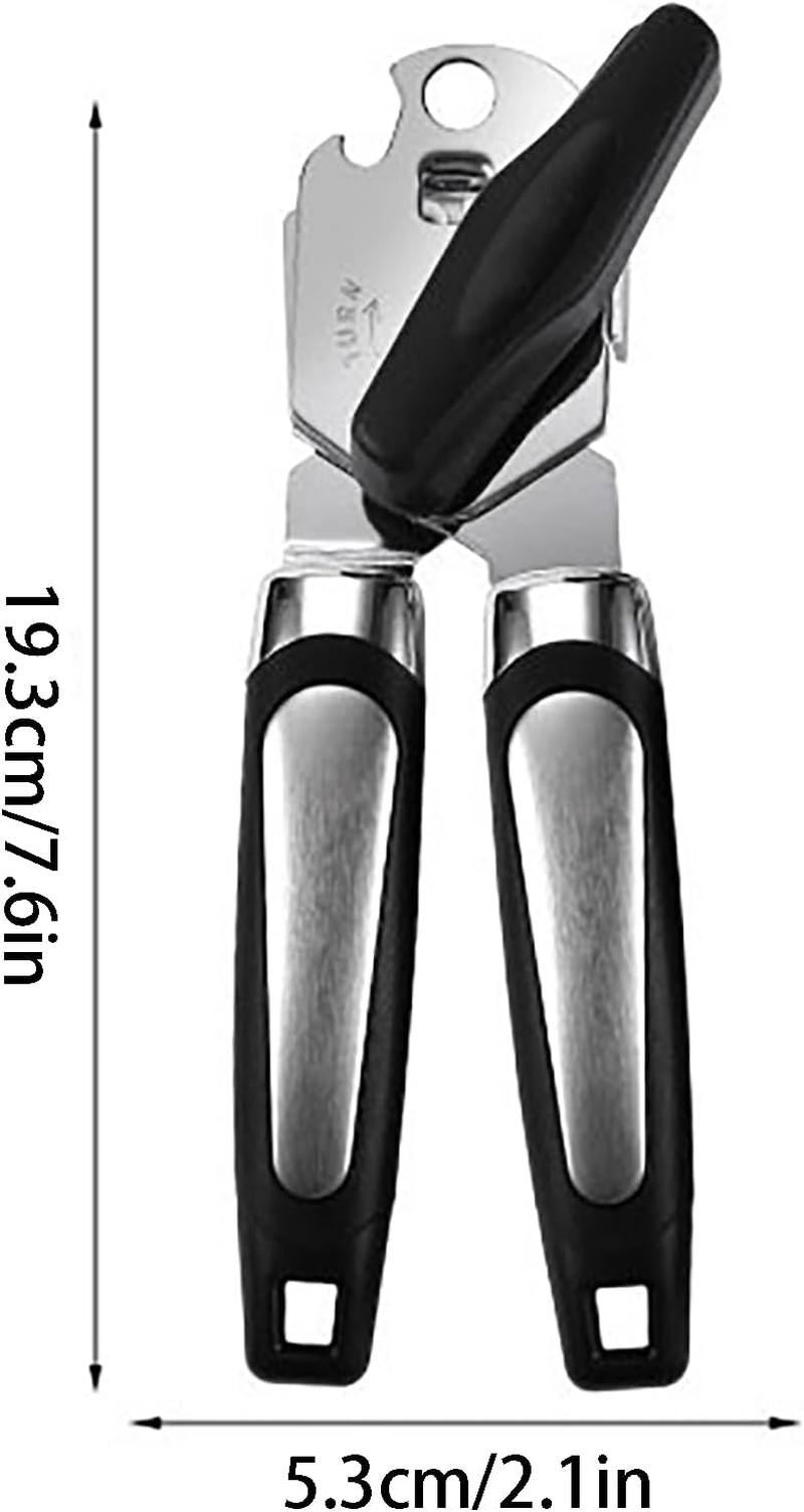 Manual Can Opener, 3 in 1 Stainless Steel Bottle Opener with Built Stainless Steel Razor-Sharp Blade Ergonomic Design for Easy Safe Opening Dishwasher Safe Camping Black image number 6
