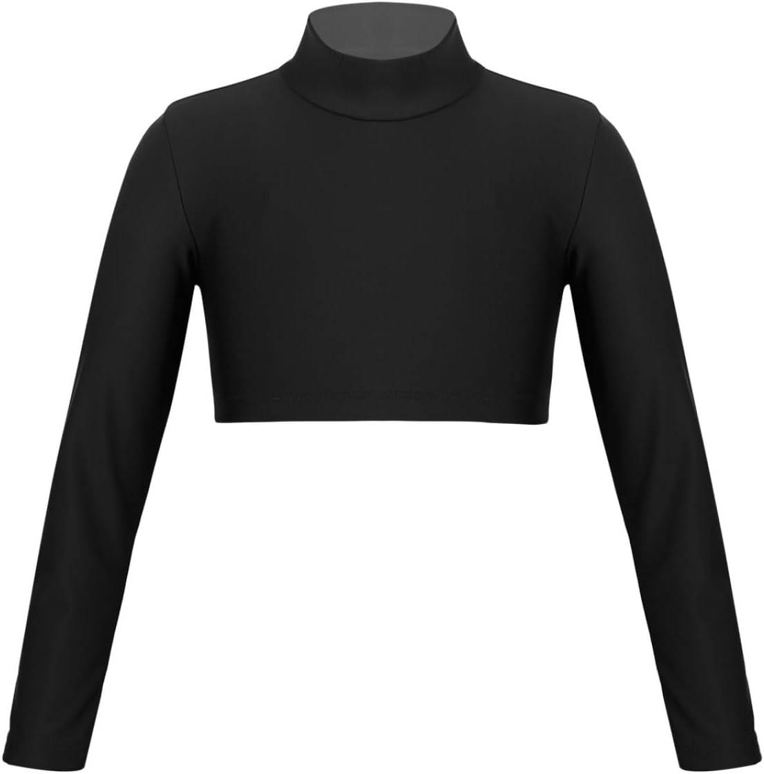 Sxiwei Kids Girls Long Sleeve Mock Neck Ballet Dance Gymnastic Crop Top Dancewear
