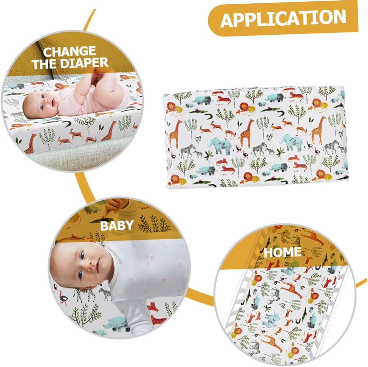Muslin Changing Pad Cover for Babies, Breathable Diaper Changing Table Sheet Forest Animal Print, Detachable Cotton Fabric, Suitable for Nursery and Infant Care image number 1