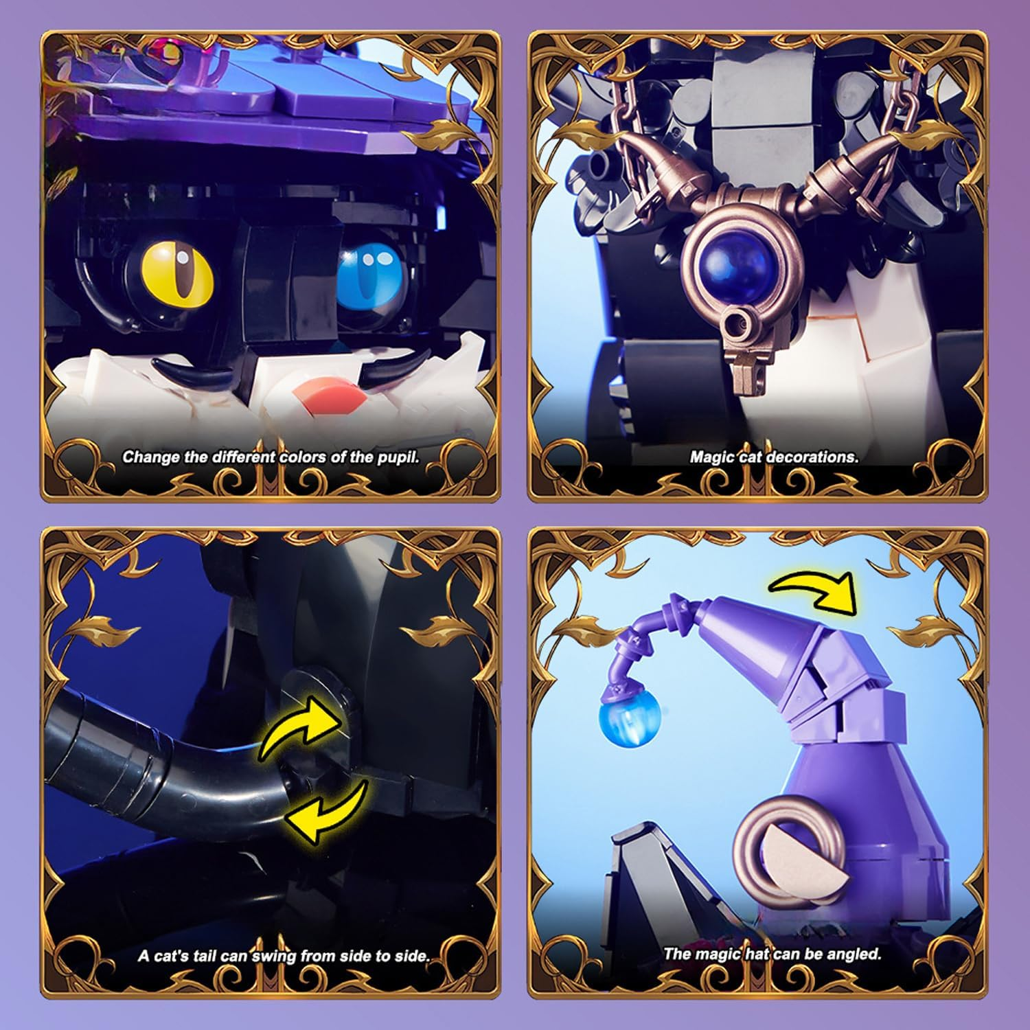 Pasyru Magic Cat Building Blocks Toy Kit, 1128 Pieces Clamping Blocks Modular Toy Model, DIY Creative Architecture Model Kit, Gift for Children and Adults