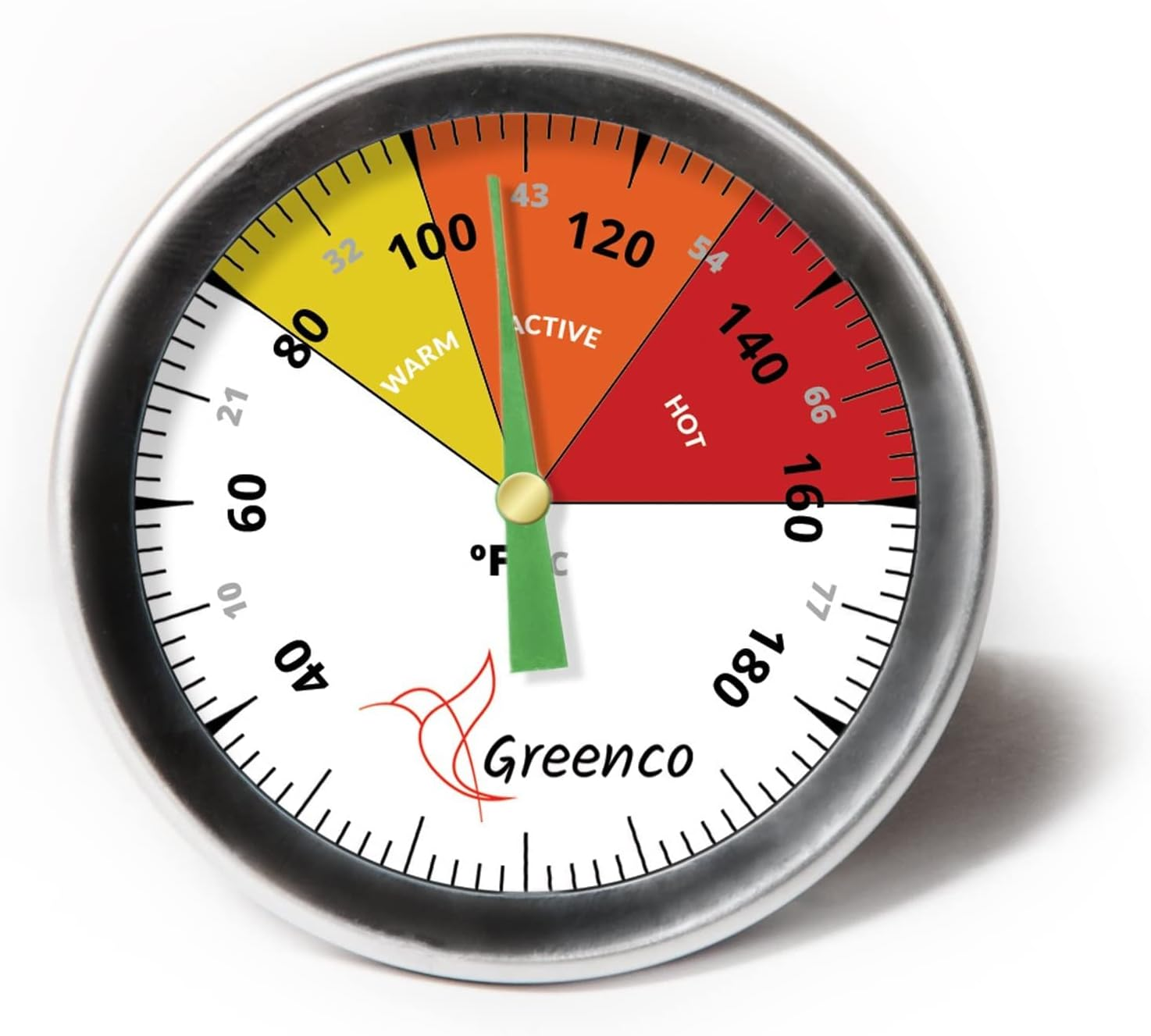 Compost Soil Thermometer by Greenco, Stainless Steel, Celsius and Fahrenheit Temperature Dial, 20 Inch Stem image number 4