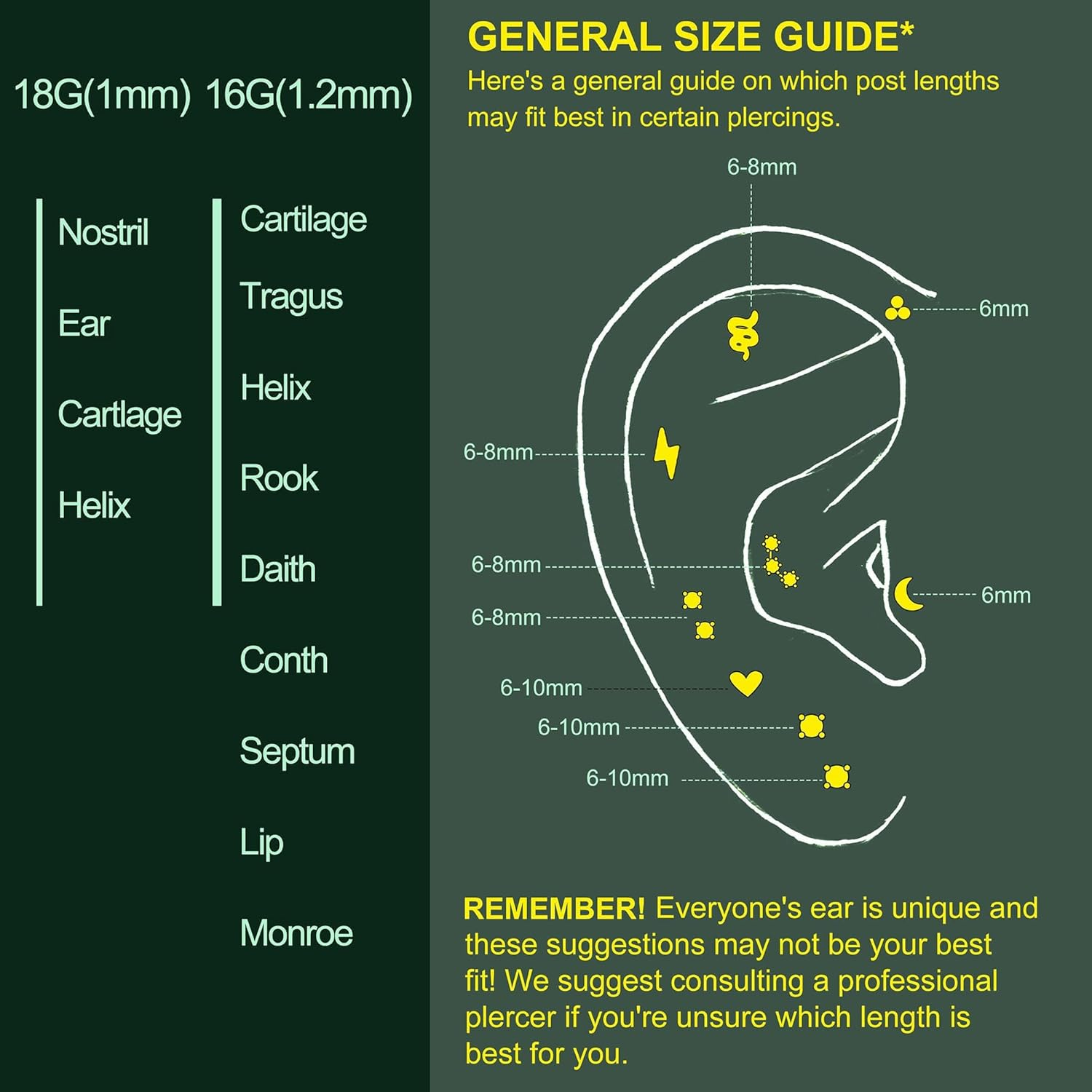 Kakonia Flat Back Earrings Studs - 14K Gold Filled Internal Thread 18G 16G Piercing Jewelry for Cartilage Helix Tragus Hypoallergenic Labret Lip Conch Nose 316L Stainless Steel Stud for Women Men image number 5