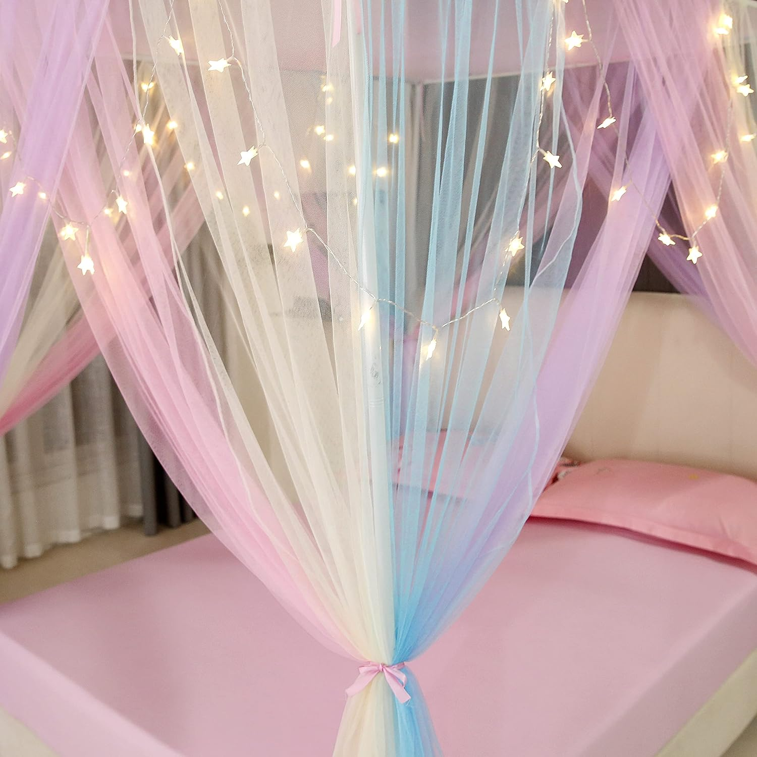Nattey 4 Poster Corners Princess Bed Curtain Canopy Mosquito Netting Canopies (Full, White) image number 3