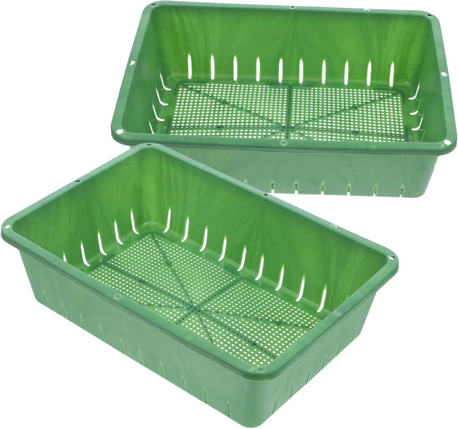 DECOMELODY Seedling Tray Plastic Growing Trays for Indoor Gardening 26X18X7Cm Small Nursery Supply 2Pcs Rectangular Planting Accessory for Seed Germination and Succulent Storage image number 4