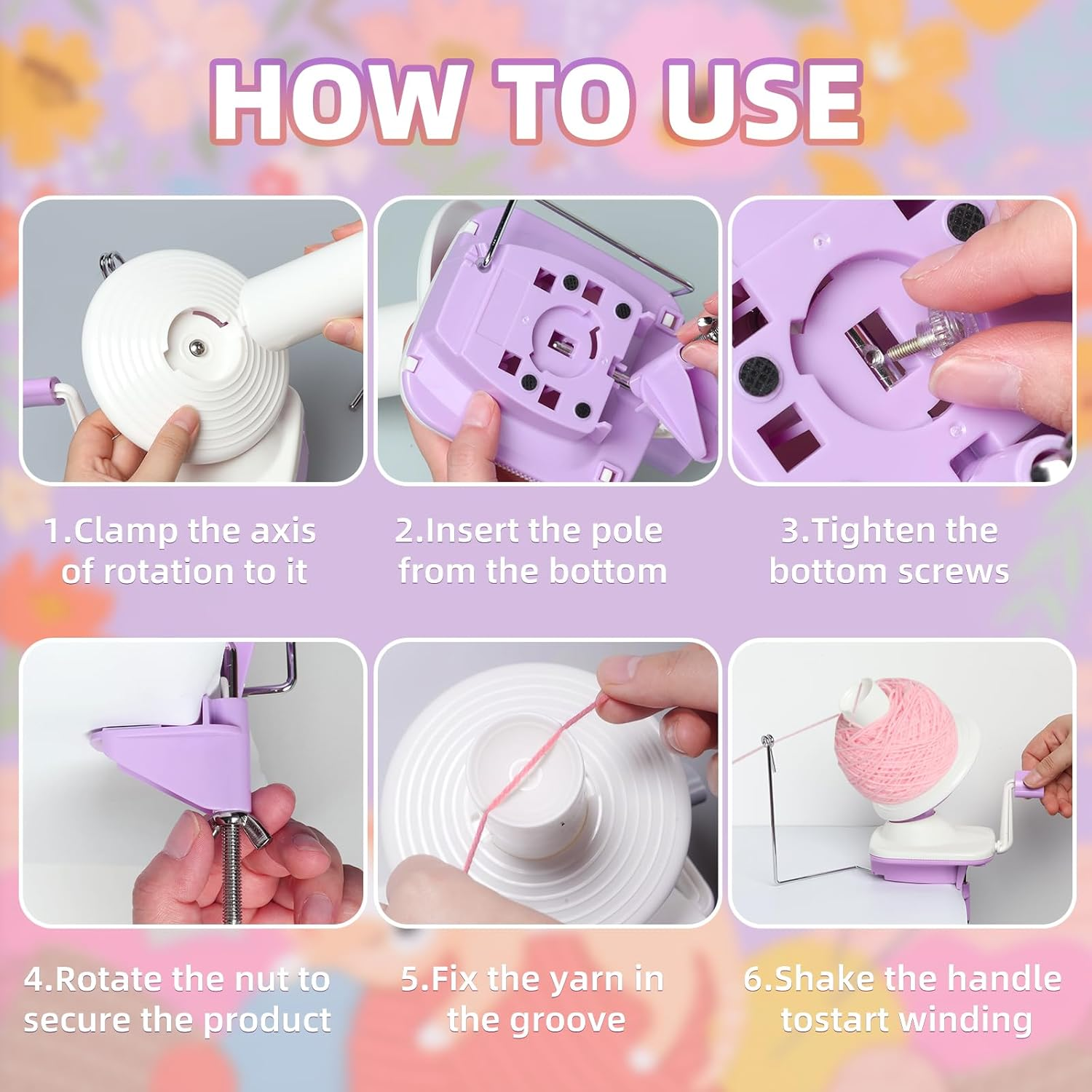 Yarn Ball Winder Hand Operated, Yarn Cake Wool Winder, Purple Yarn Ball Winder for Crocheting and Knitting, Wool Winder Holder Knitting Yarn Winder, the Helper for Knitting Enthusiast image number 5