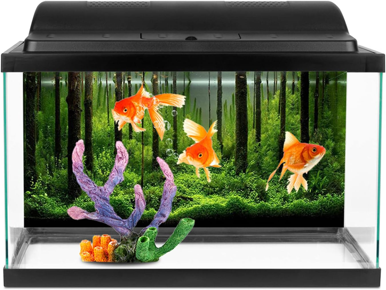 Aquarium Background Poster, Decoration Paper Backdrop Fish Tank Background Underwater Forest Landscape for Removal and Replacement(61 * 41Cm, Black)