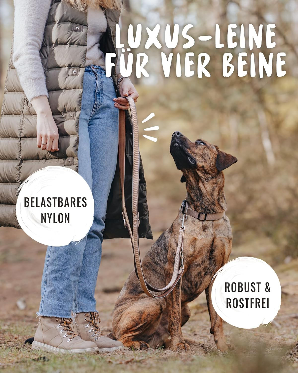 Rudelk&ouml;nig Paola Dog Lead - 2.30 M Length - Adjustable Lead for Medium and Large Dogs - Reflective Dog Lead in Rose image number 5