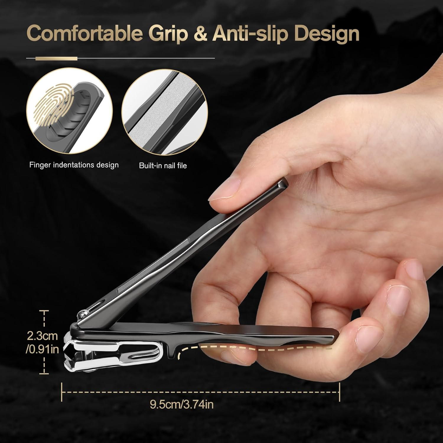 FERYES 360&deg; Rotating Nail Clippers for Seniors, Long Handle Fingernail Clippers for Men and Women, Ergonomic EZ Grip Toenail Clippers for Thick Nails image number 1