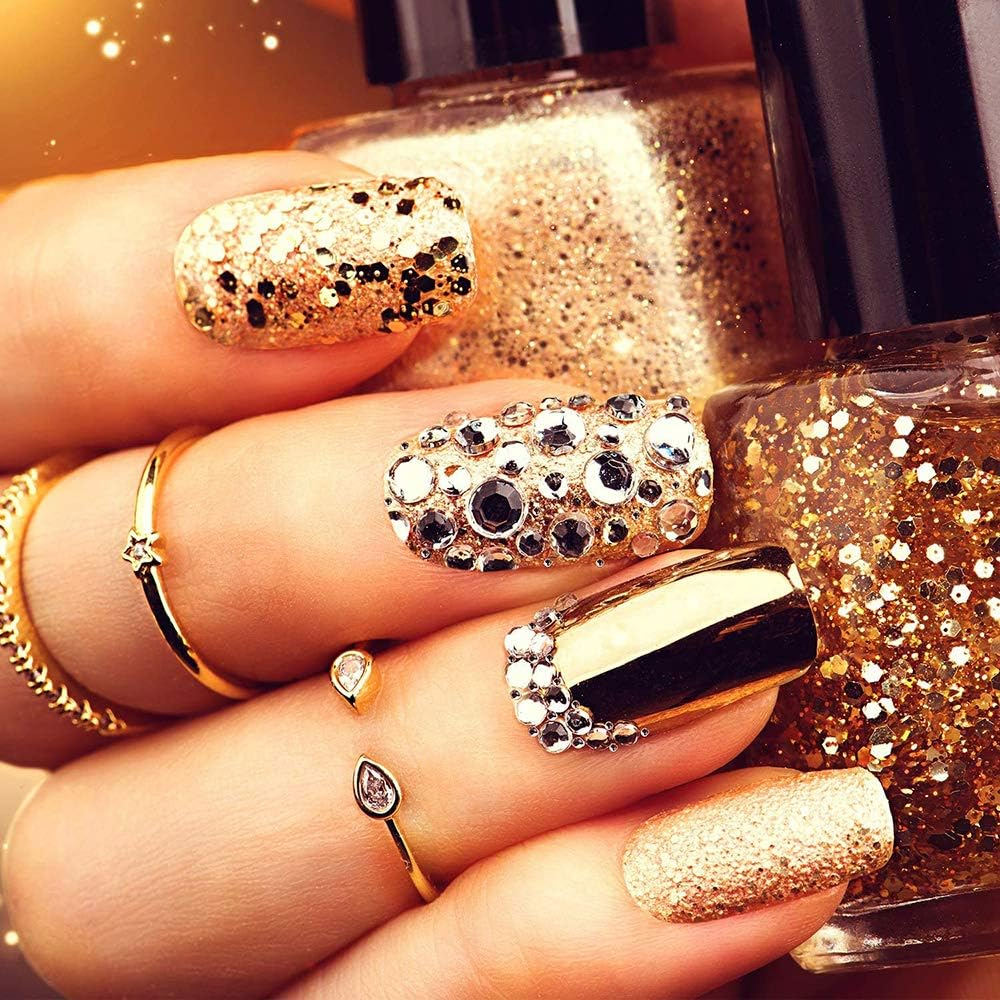 11 Boxes Nail Gems Nail Art Decoration Nails Diamonds with Pick up Tweezers image number 4