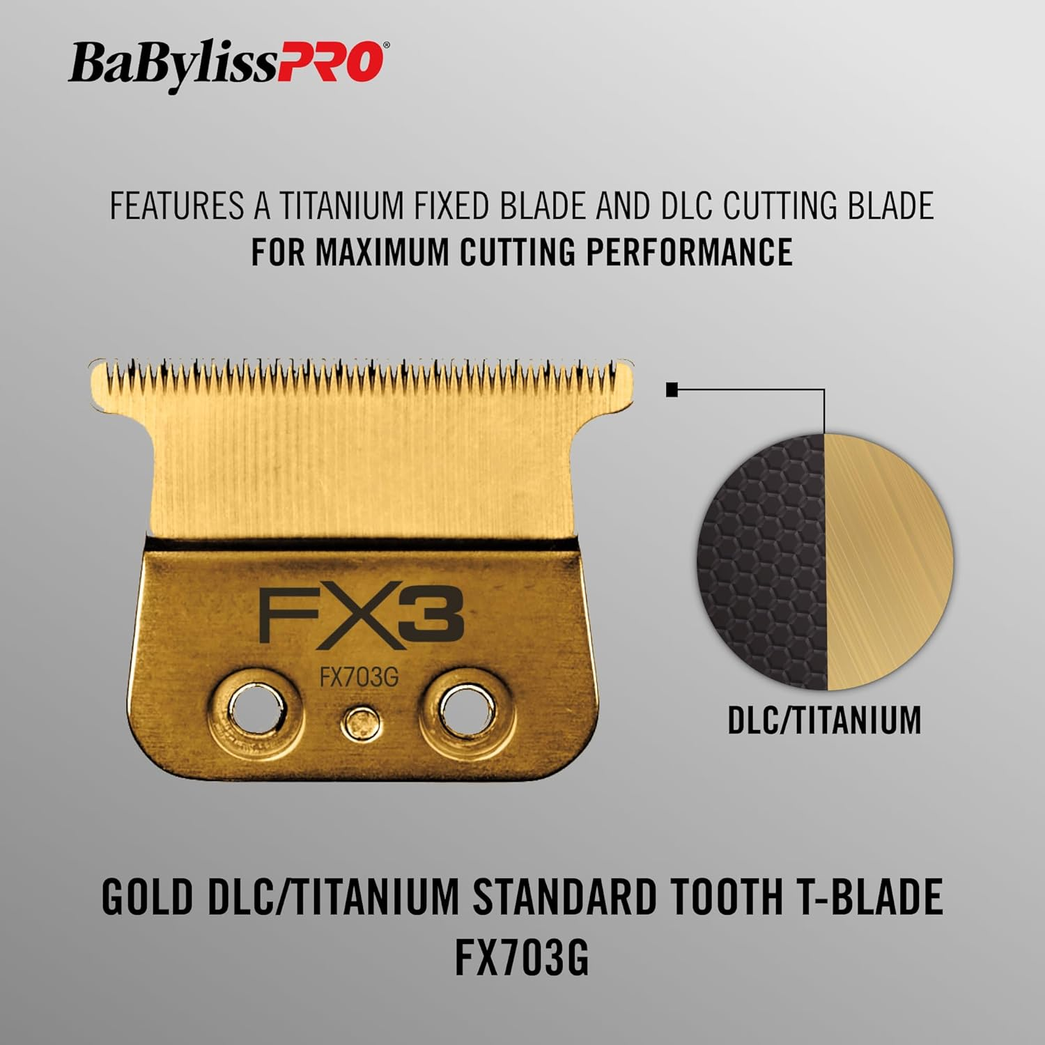Babylisspro FX703G FX3 Dlc/Titanium Ultra-Thin Zero Gap Thin Tooth Replacement Trimmer Blade image number 4