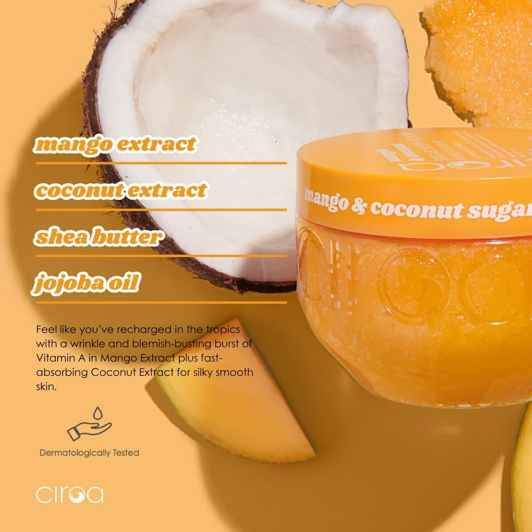 Ciroa Beauty Mango & Coconut Body Scrub 350G | with Shea Butter & Jojoba Oil | Buffs, Protects & Hydrates | Leaves Skin Soft, Smooth & Nourished | Vegan image number 4