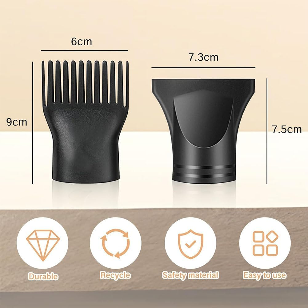 Aufondof 3 Pcs Universal Hair Dryer Nozzle with Flat and Comb Attachments Plastic Hair Concentrator Diffuser Nozzle Replacement Hair Dryer Attachments for Salon and Home Use image number 5