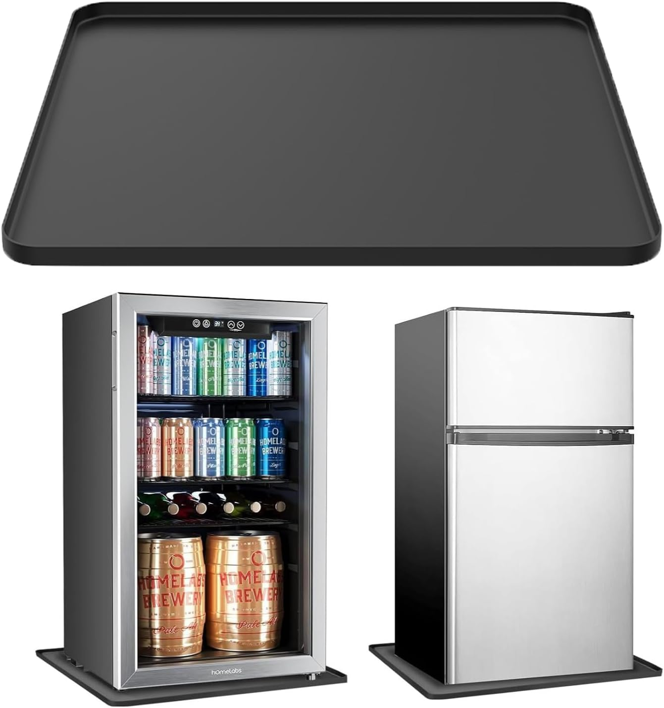 Silicone Fridge Mat with Raised Edges, 23.6"X23.6"X0.78" Mat for Refrigerator,Washing Machines, Refrigerators, Floor Protector Dryers Mat,Washing Machine Mat Mat for Dryer Mini Fridge (Black) image number 6