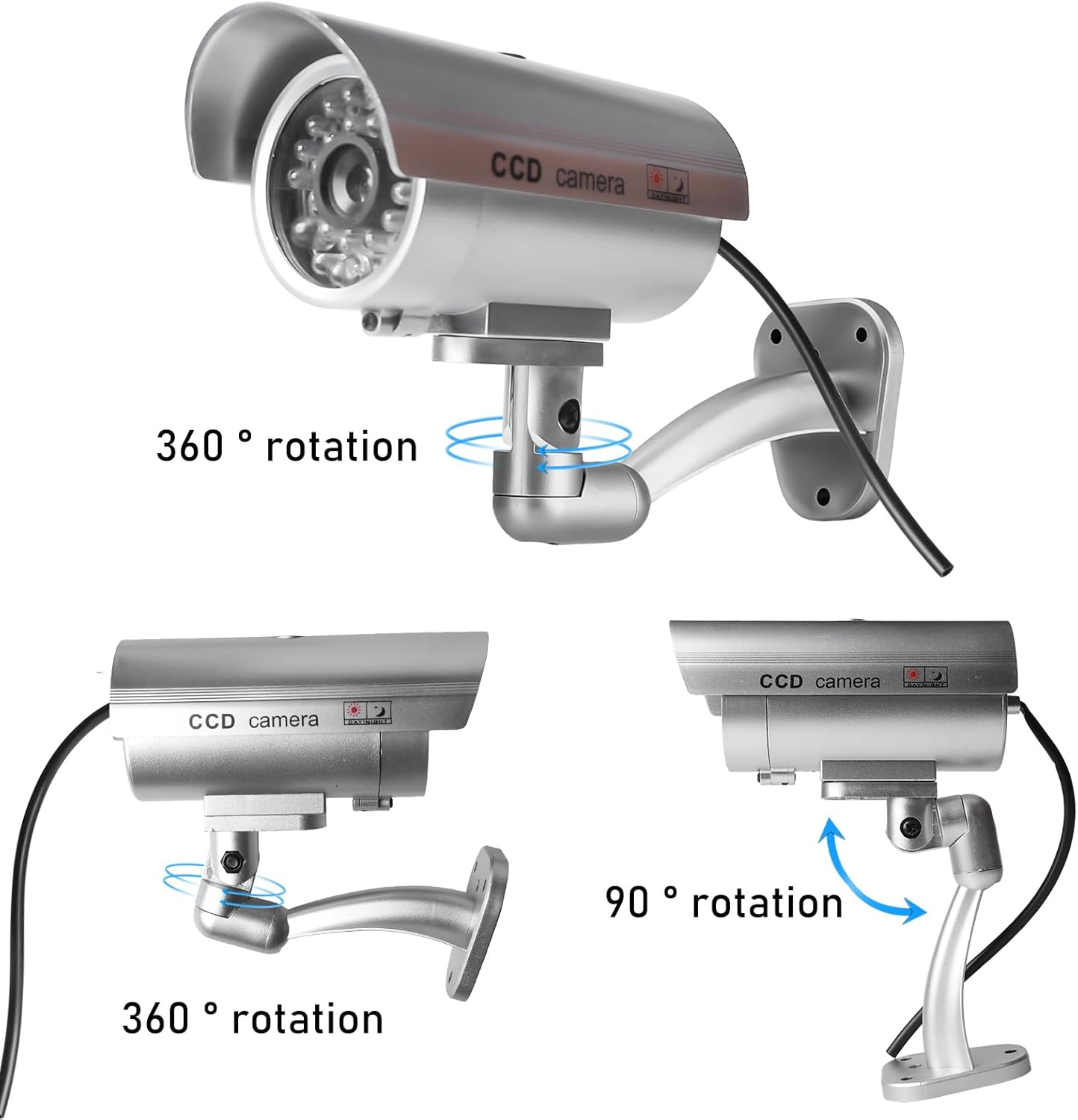 Dummy Camera with Flashing LED Light for Indoor and Outdoor Use, Pack of 3 image number 1