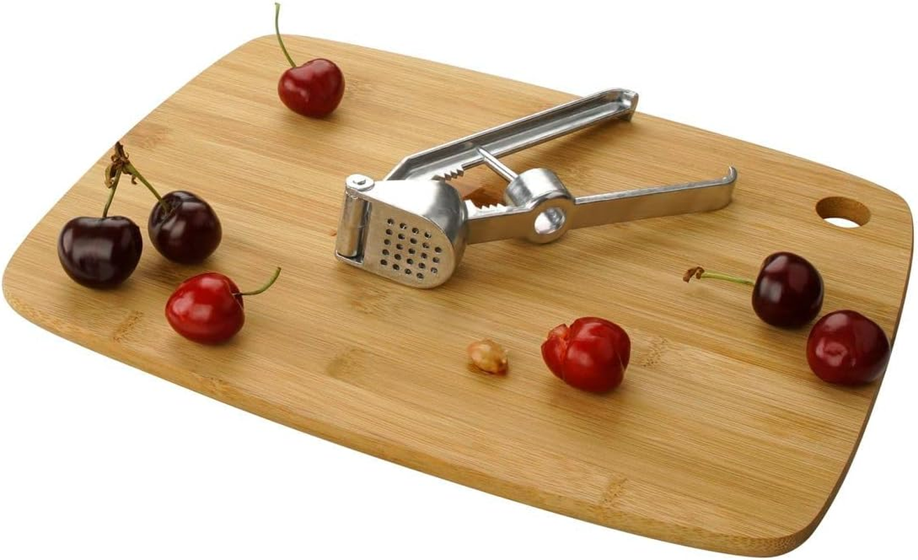 Fackelmann 45606 6.1" Aluminum Garlic Press with Olive Stoner, Silver image number 1