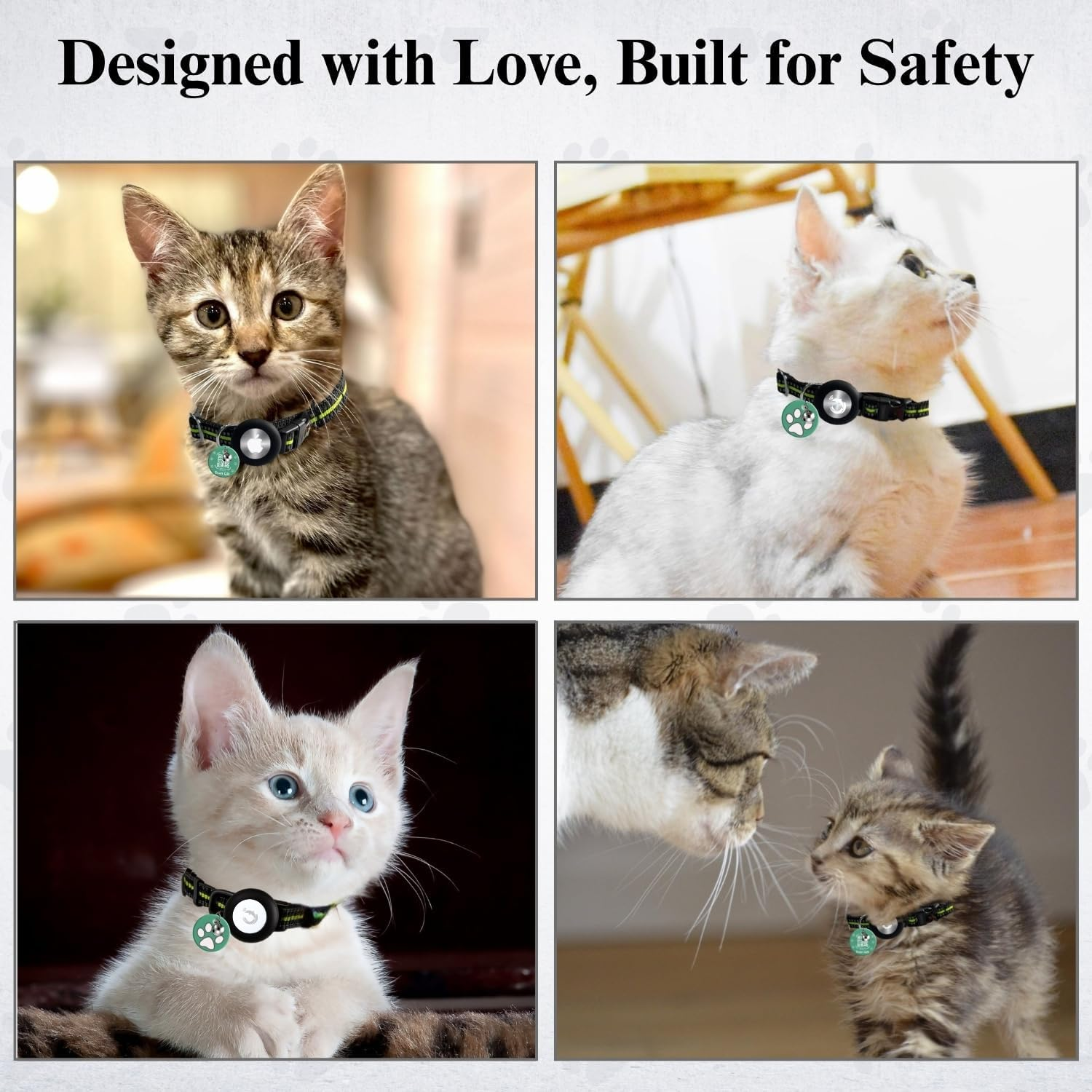 Tag8 Airtag Cat Collar Breakaway, Reflective Kitten Collar Compatible with Apple Air Tag Holder for Girl Boy Cats, 0.4 Inches in Width and Lightweight(Green) image number 6