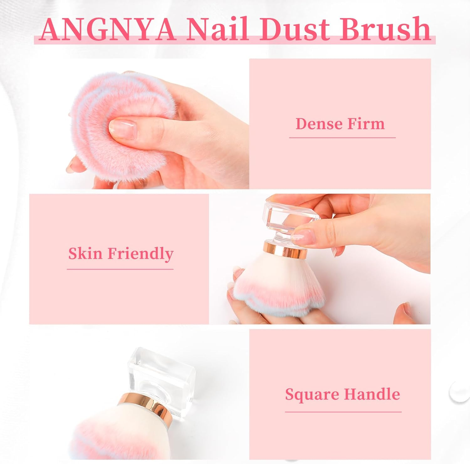 ANGNYA Nail Dust Brush for Acrylic Nails, Pink Rose Soft Brush Nail Art Dust Powder Remover Makeup Brushes Manicure Brush Clean up Tools Nail Art Brush image number 6
