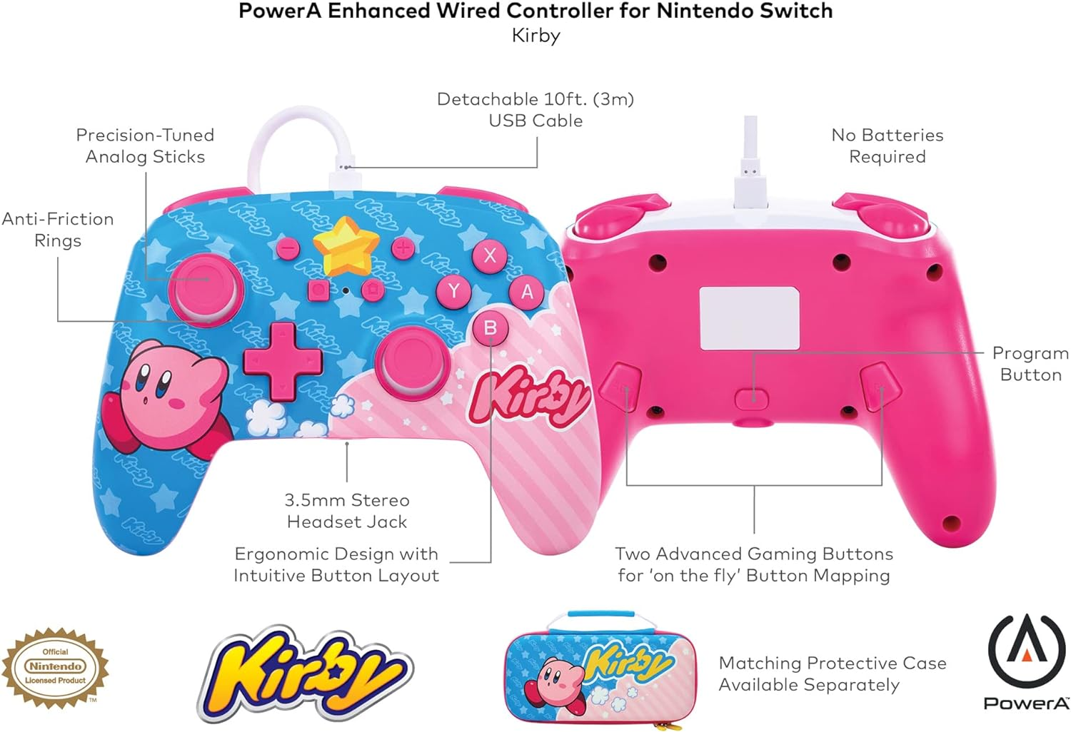 Powera Enhanced Wired Controller for Nintendo Switch - Kirby image number 3