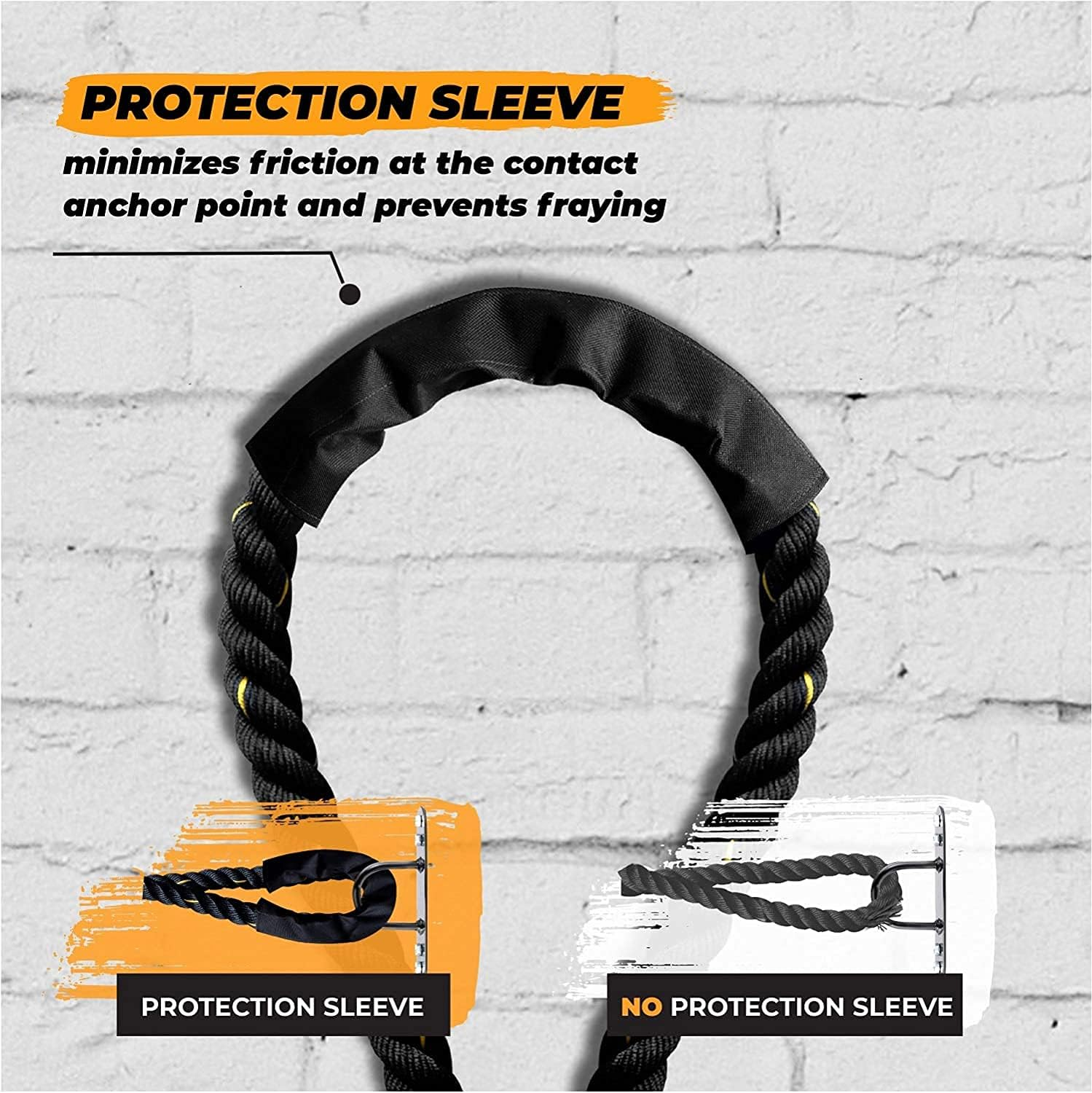 Yes4All Battle Rope 9M/12M/15M Length, 38Mm/50Mm Diameter Poly Dacron Battle Exercise Training Rope with Protective Cover &ndash; Steel Anchor & Strap Included image number 4