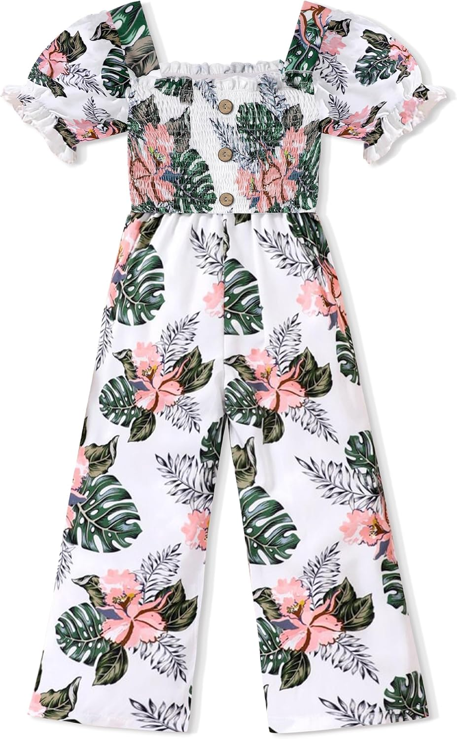 BAVADER One-Piece Girls Romper Jumpsuit, Kids Girls Short Ruffled Flutter-Sleeve Clothes Print Outfits Set for 5-9 Years