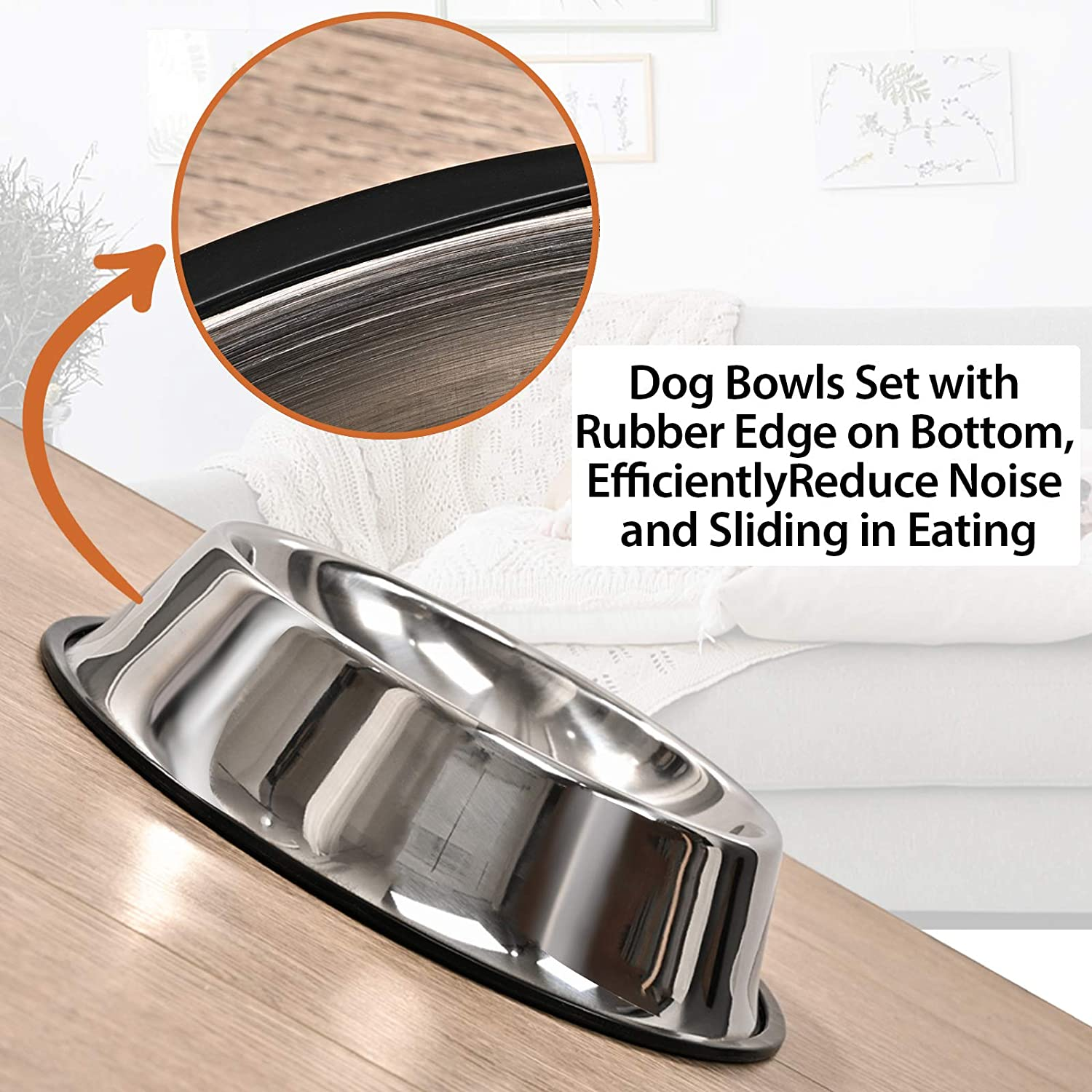 2Packs Stainless Steel Dog Bowl with Anti-Skid Rubber Base for Small/Medium/Large Pet, Perfect Dish, Pets Feeder Bowl and Water Bowl Perfect Choice for Dog Puppy Cat and Kitten (40Oz) image number 1