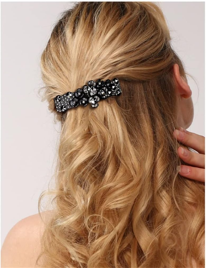 Crystal Hair Accessories,Clips Hairpins,Clip Plate,Black Diamond Series Hairpin Black Hair Accessories Female Acrylic Horizontal Clip Top Clip Female Hair Accessories (Color : A, Size : 8.5 * 3.3Cm)